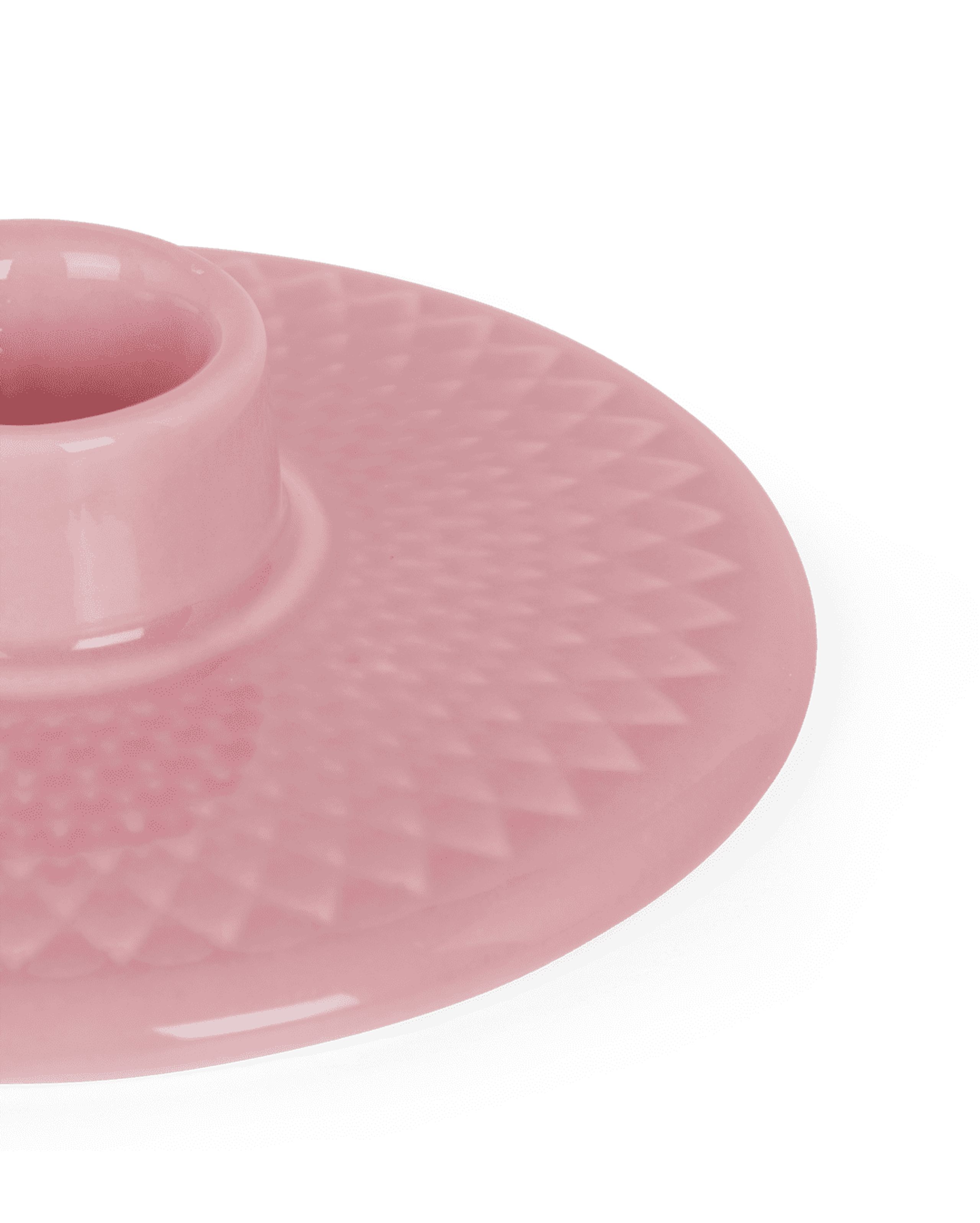 Lyngby Porcelain - Lysestage - Rhombe Color Kronelysestage - Rosa