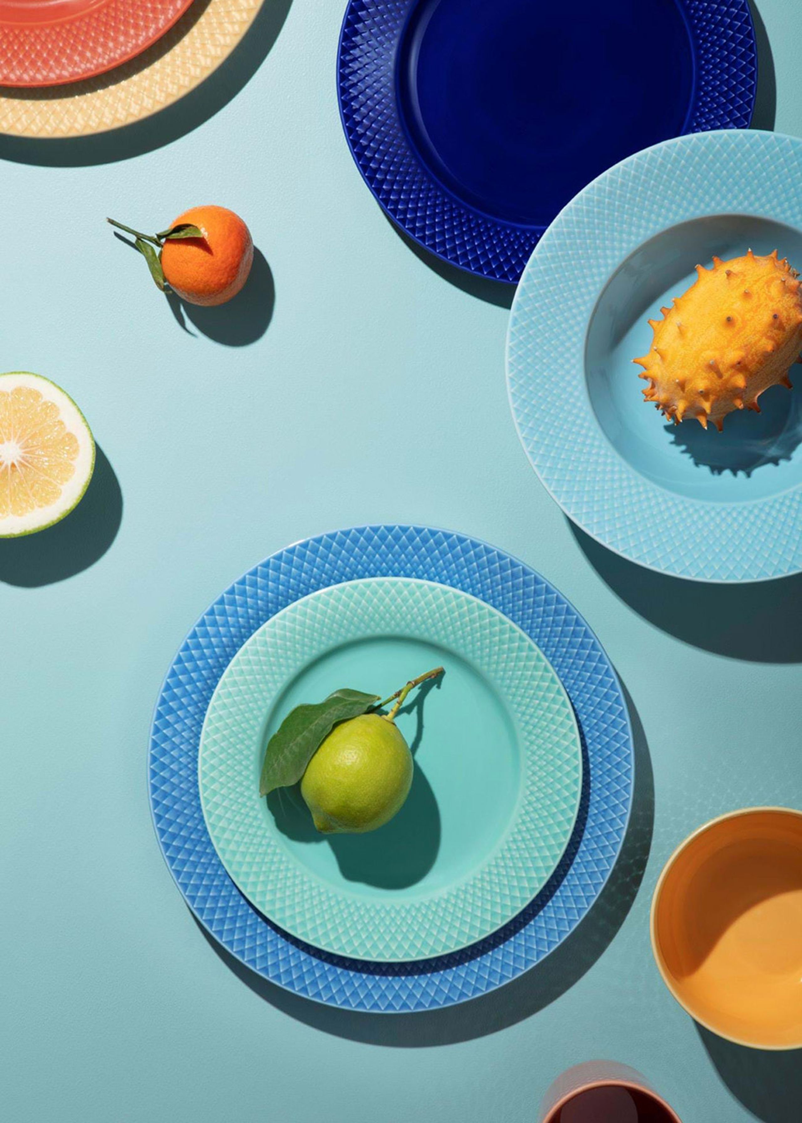 Lyngby Porcelain - Plate - Rhombe Plate Ø21 cm - Aqua