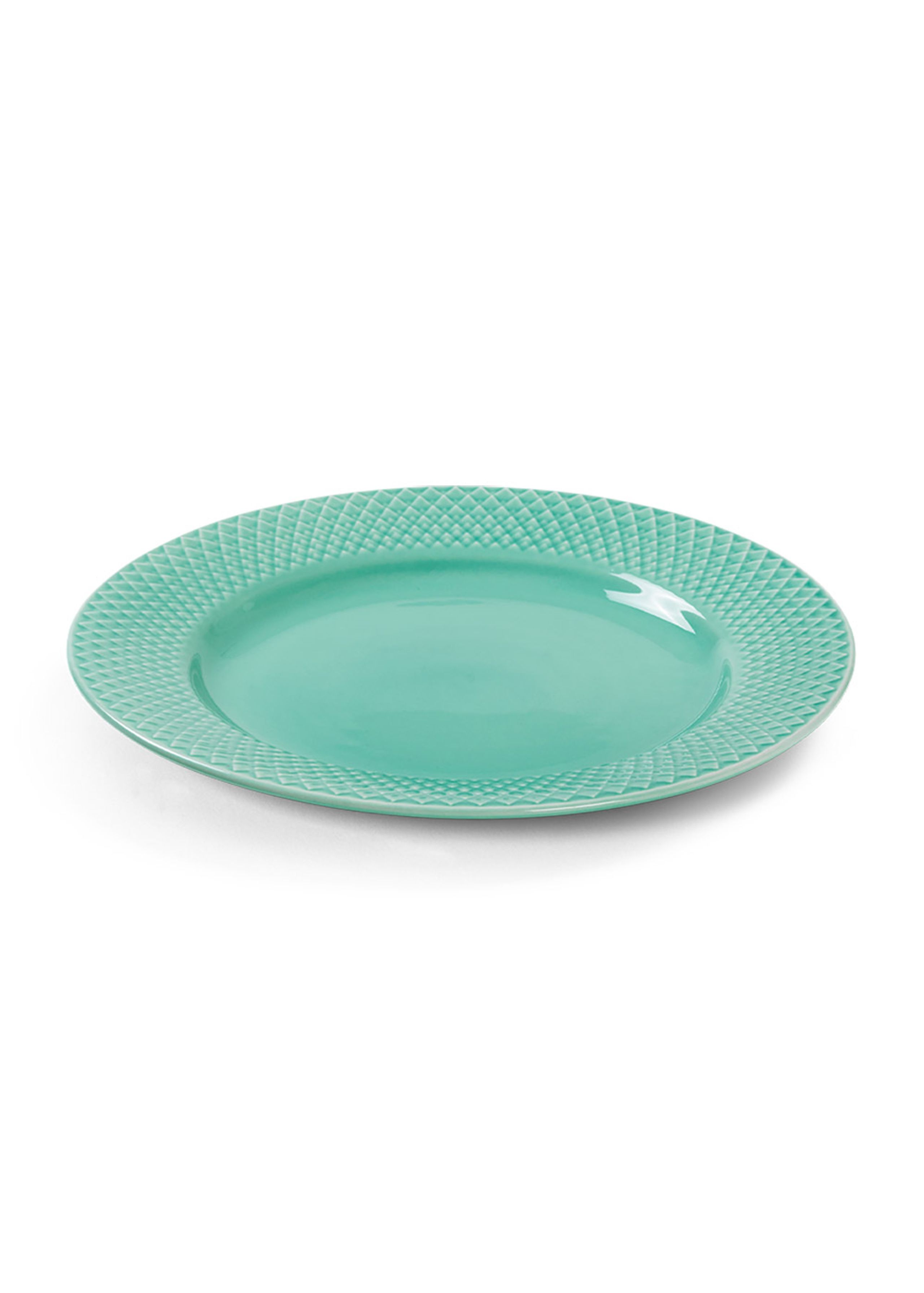 Lyngby Porcelain - Plate - Rhombe Plate Ø21 cm - Aqua