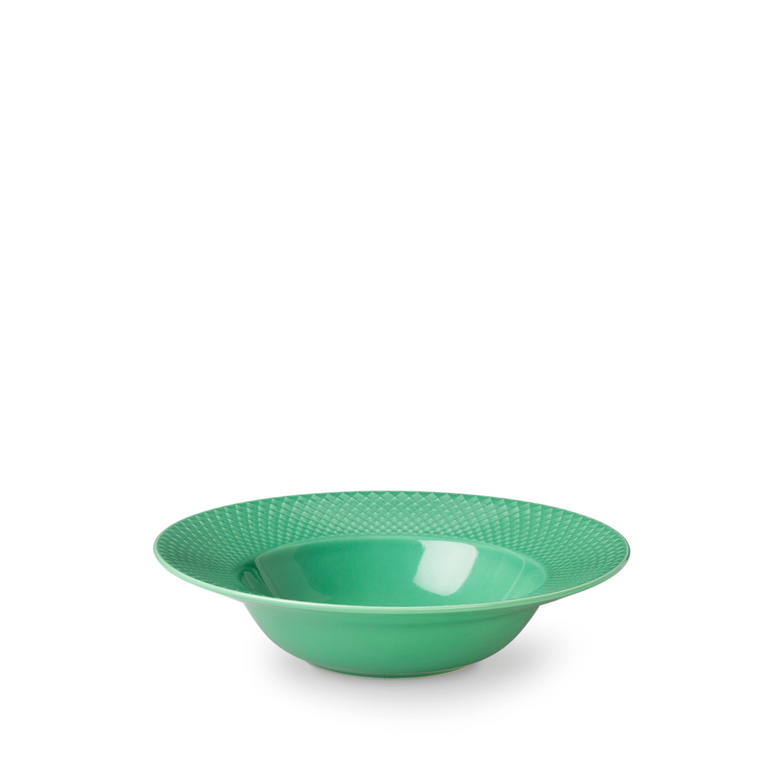 Lyngby Porcelain - Plate - Rhombe Deep Plate Ø24,5 cm - Green