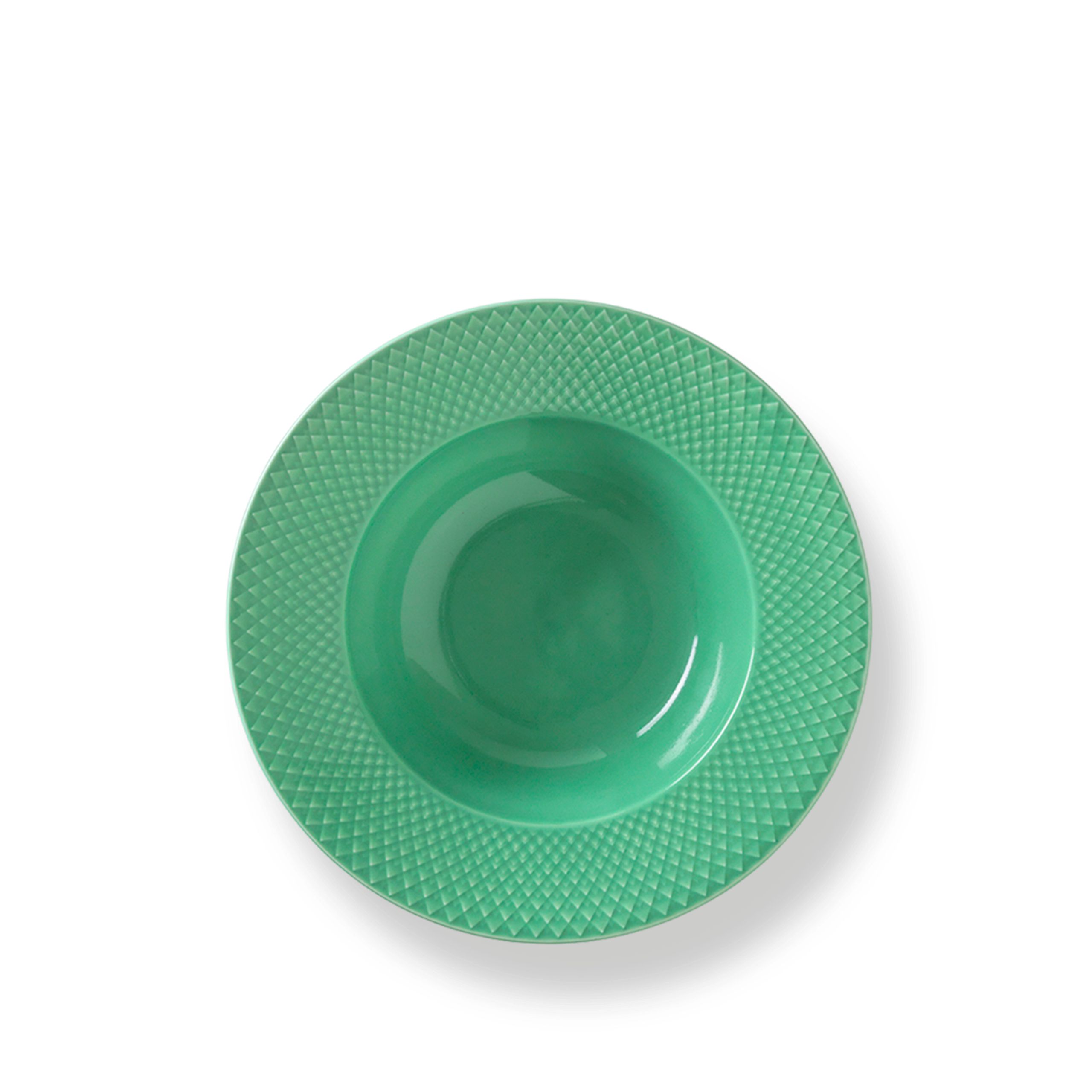 Lyngby Porcelain - Plate - Rhombe Deep Plate Ø24,5 cm - Green