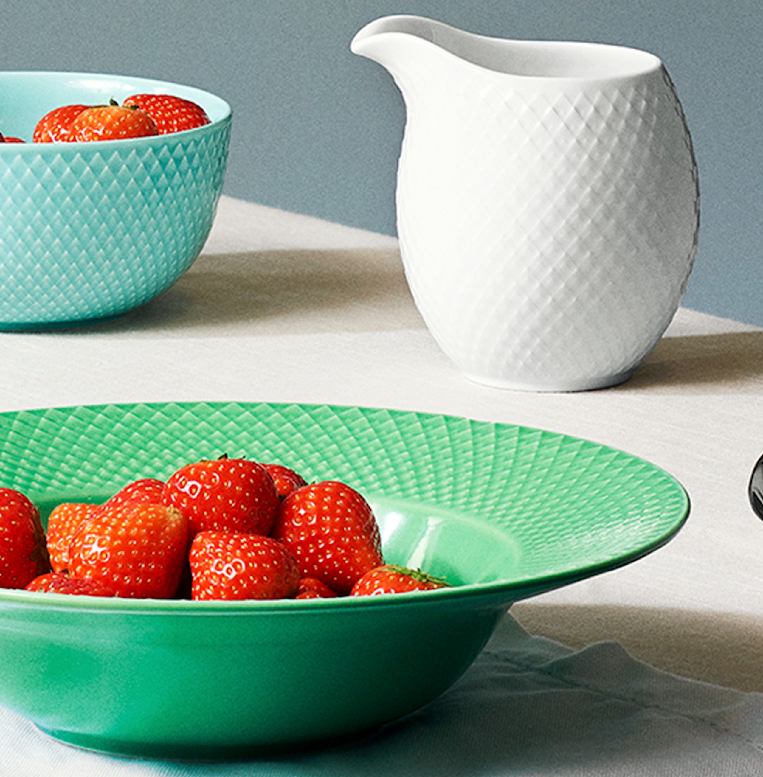 Lyngby Porcelain - Plate - Rhombe Deep Plate Ø24,5 cm - Green