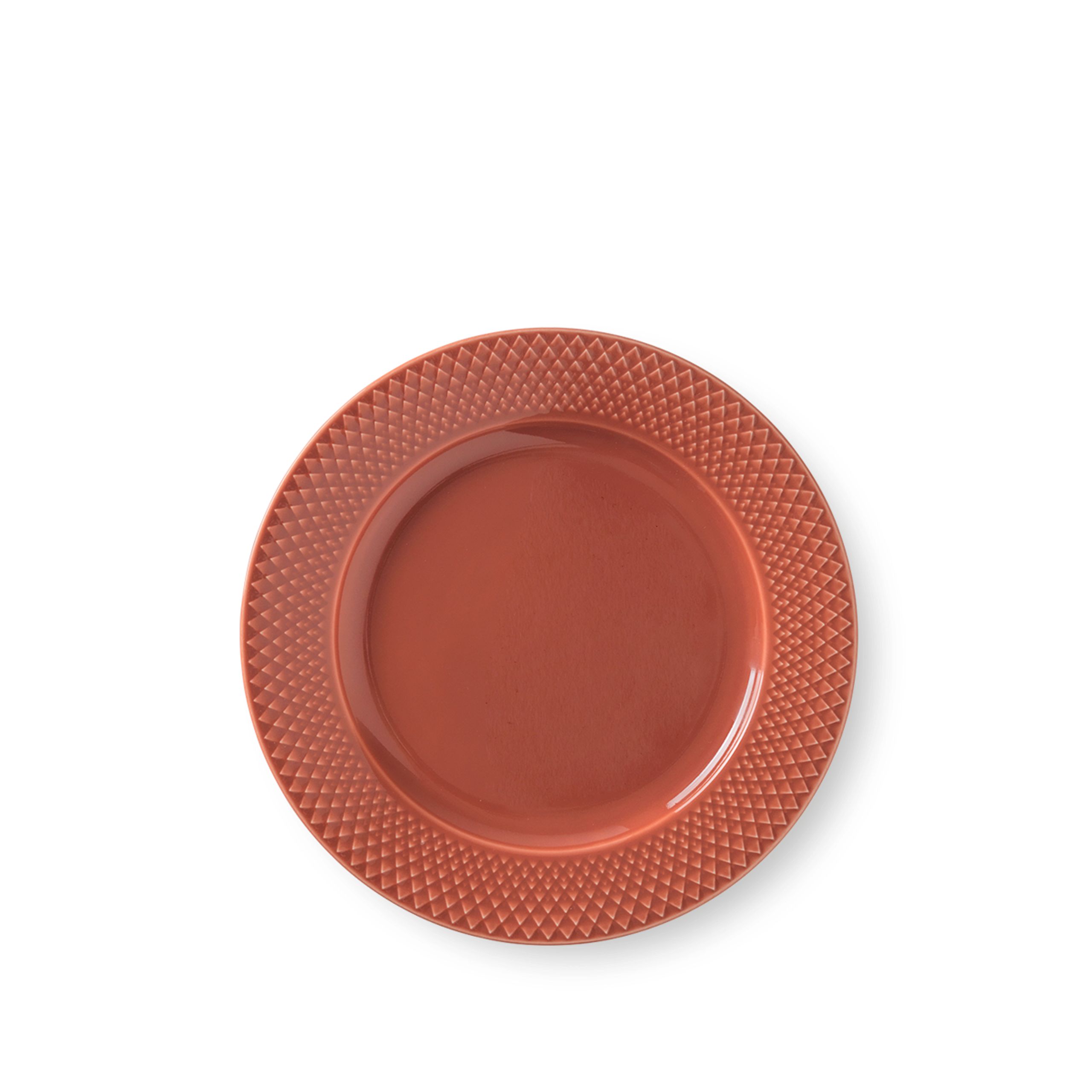 Lyngby Porcelain - Plate - Rhombe Tallerken Ø23 cm - Terracotta