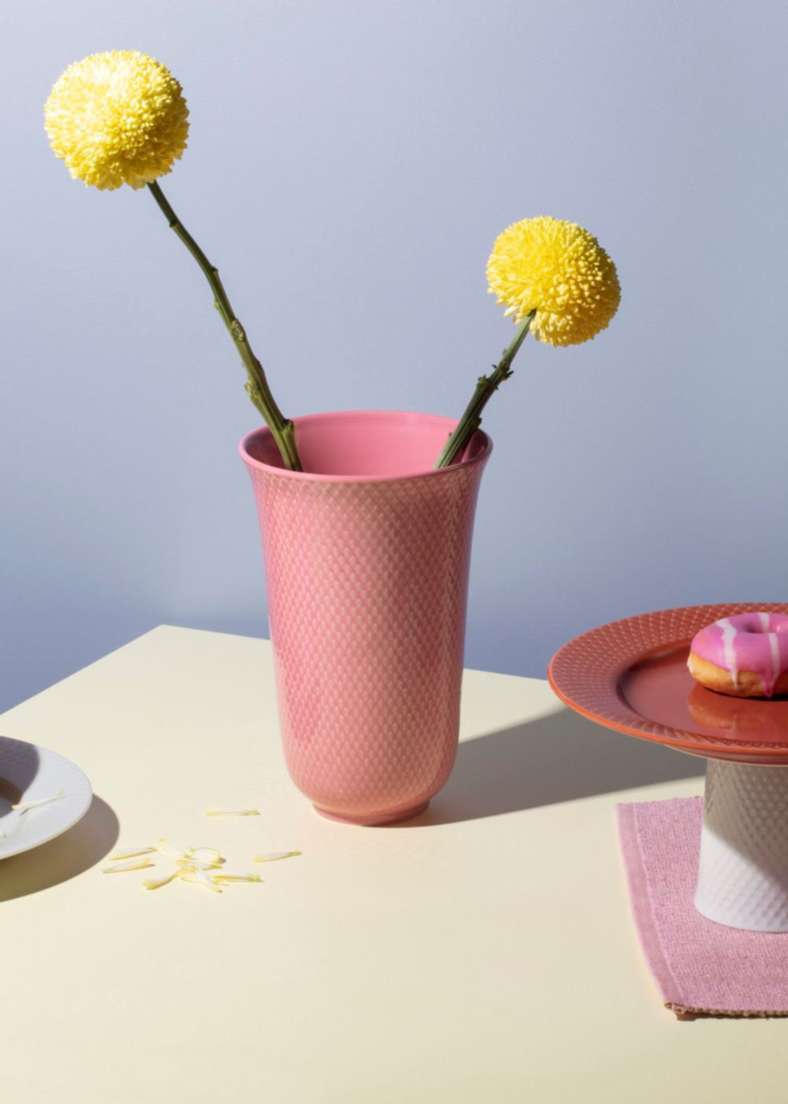 Lyngby Porcelain - Vase - Rhombe - Vase - Rose