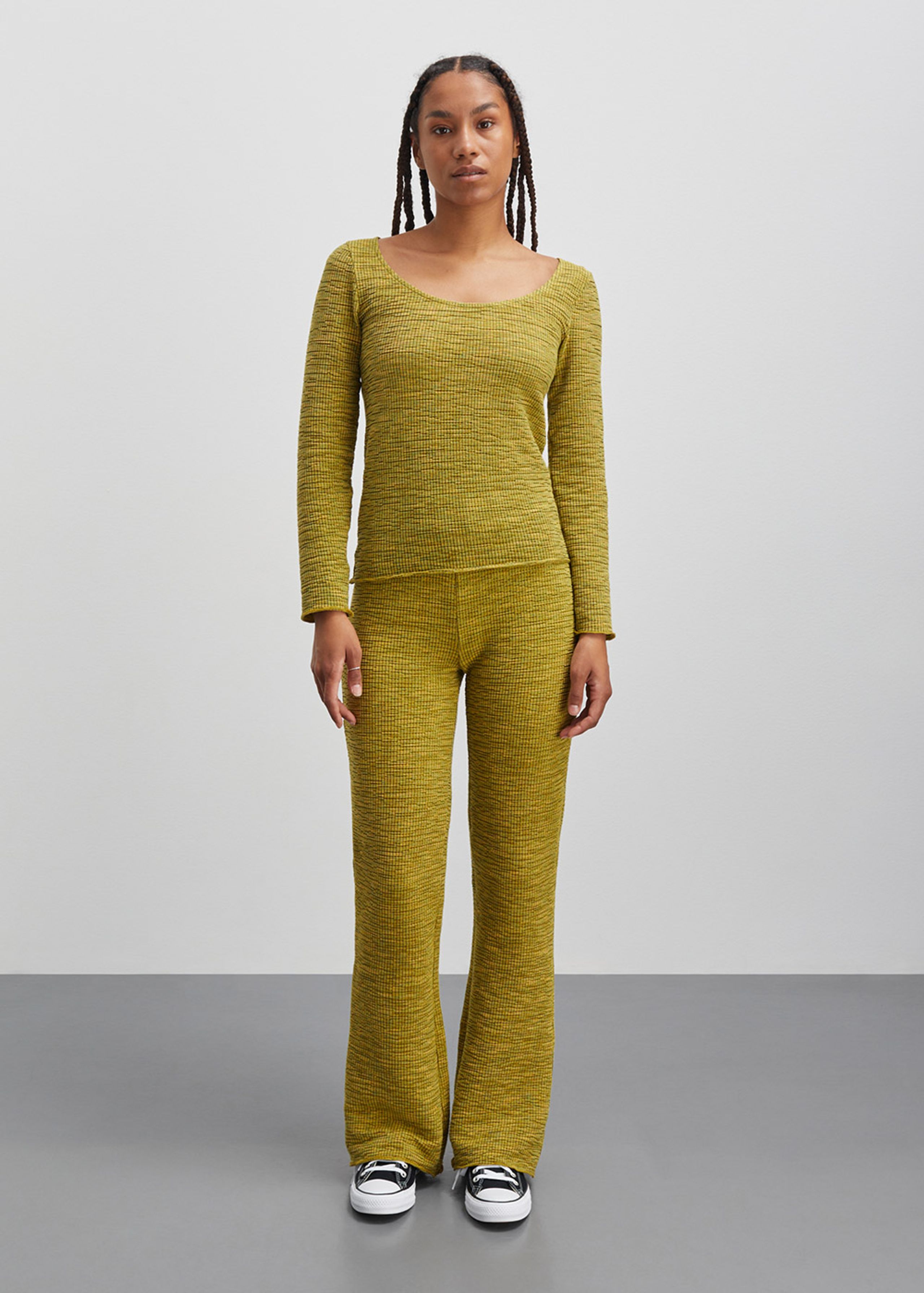 Mads Nørgaard - Pantaloni - Mel Crepe Ura Pants - Misted Yellow Melange