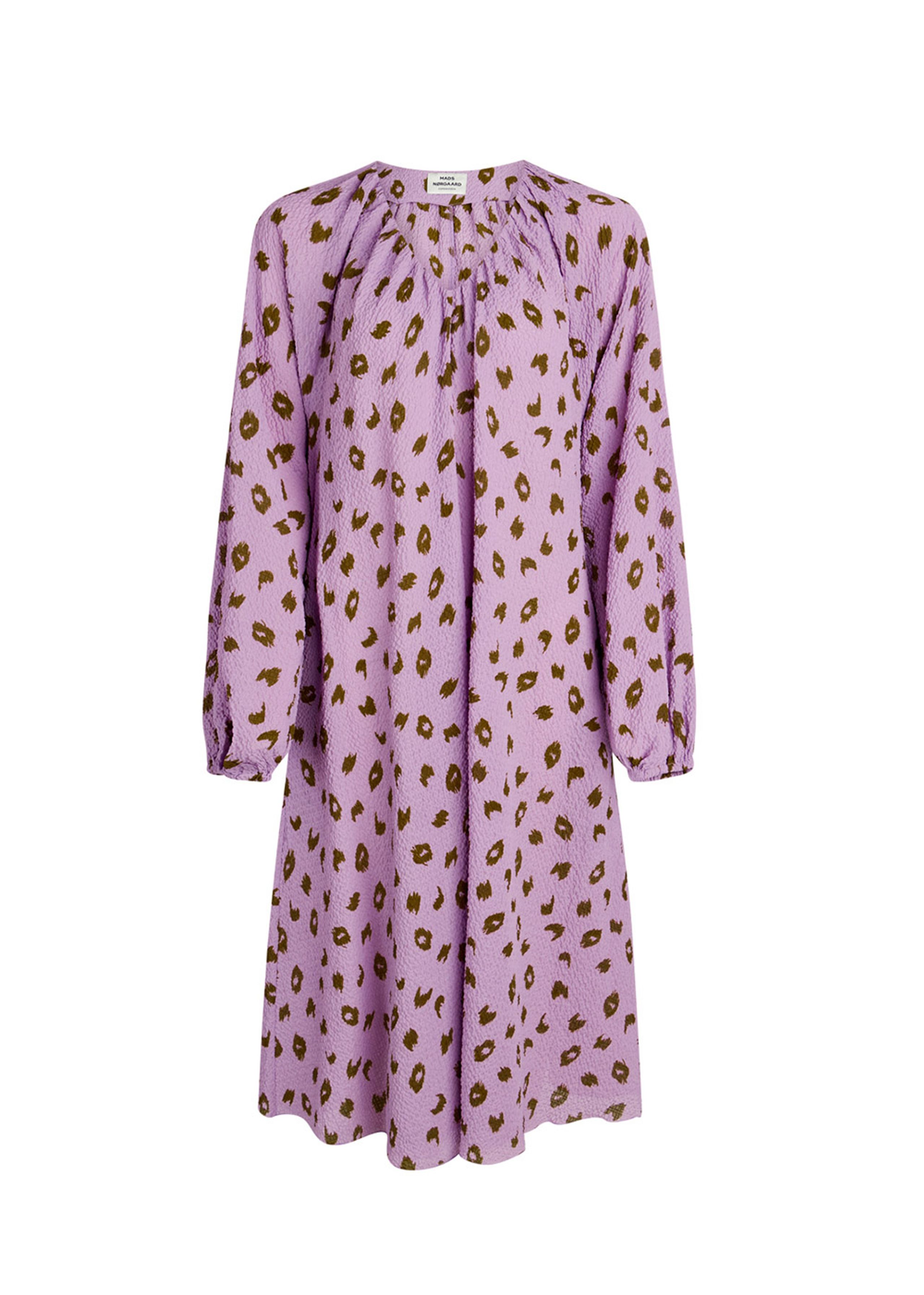 Mads Nørgaard - Kleid - Bumpy Flower Bellini Dress - Brushed Dot AOP Lavendula