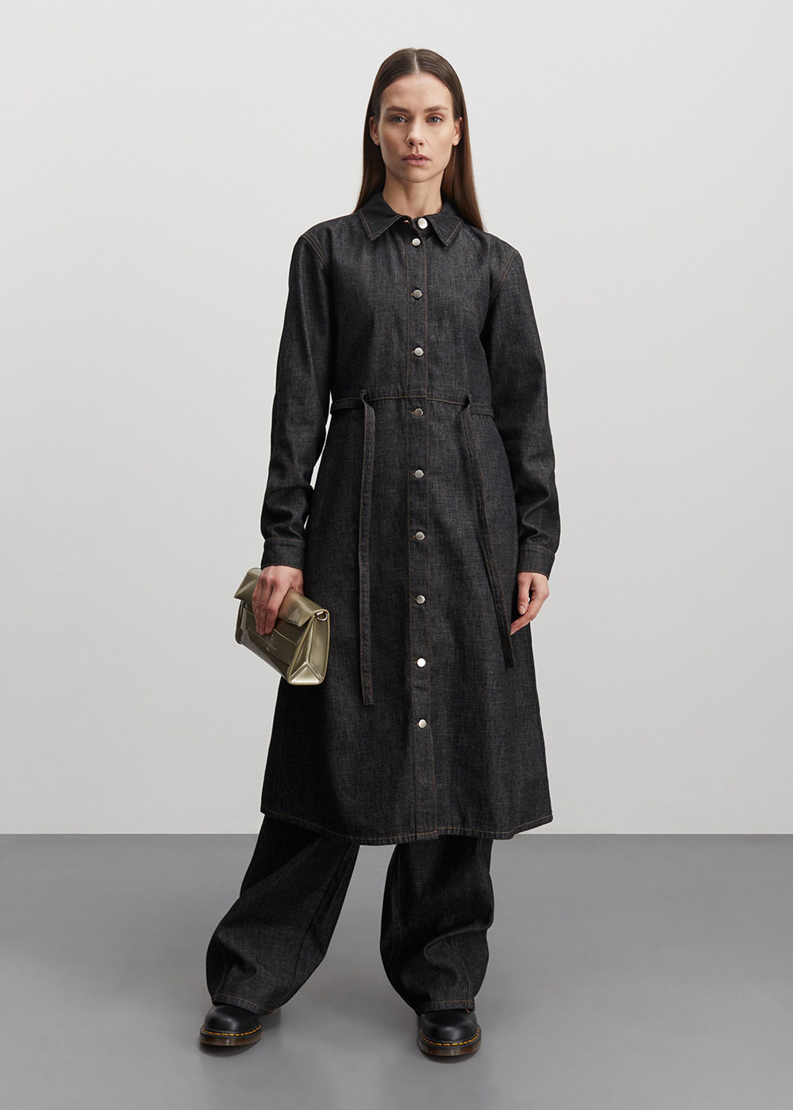 Mads Nørgaard - Robe - Soft Denim Svanil Dress - Black Melange