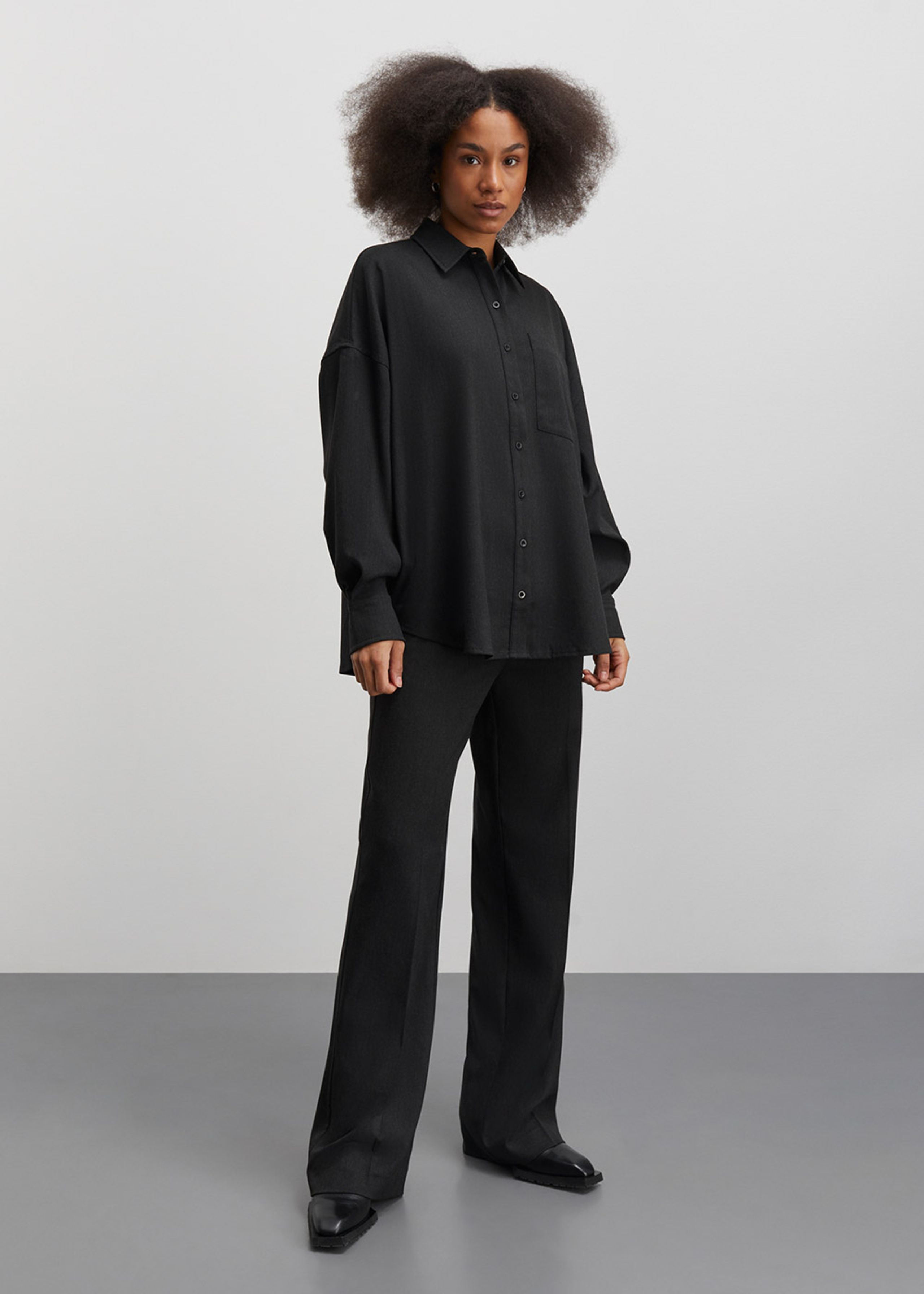 Mads Nørgaard - Skjorte - Fulva Nicky Shirt - Dark Grey Melange