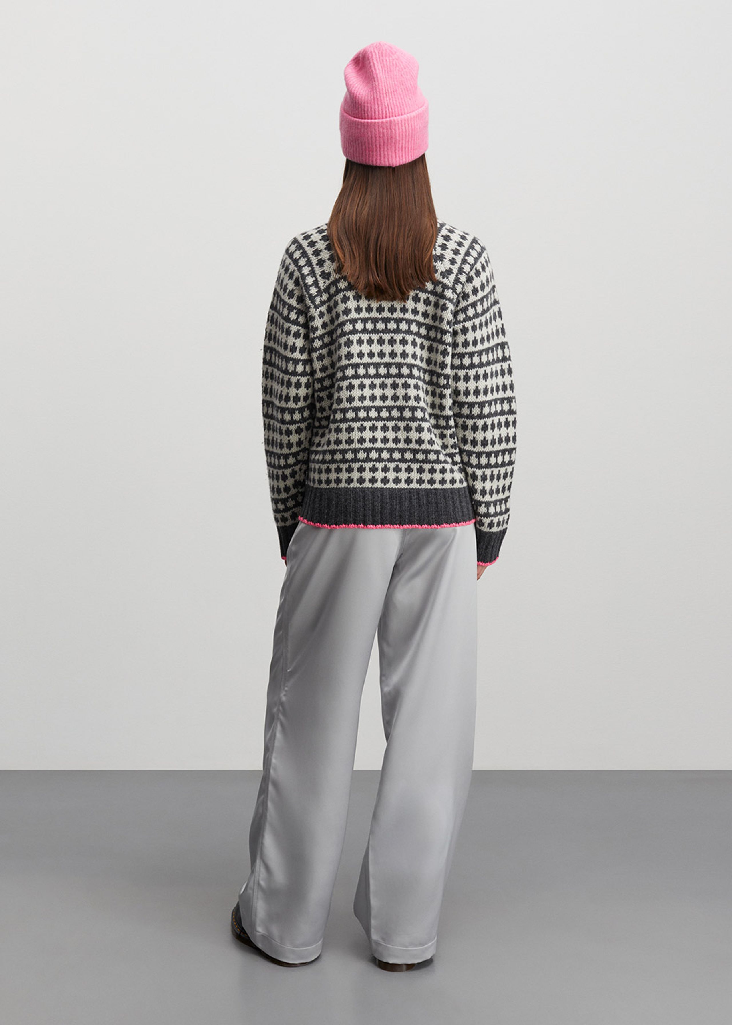 Mads Nørgaard - Strickware - Recycled Iceland Kimilla Sweater - Dark Grey Melange/Winter White