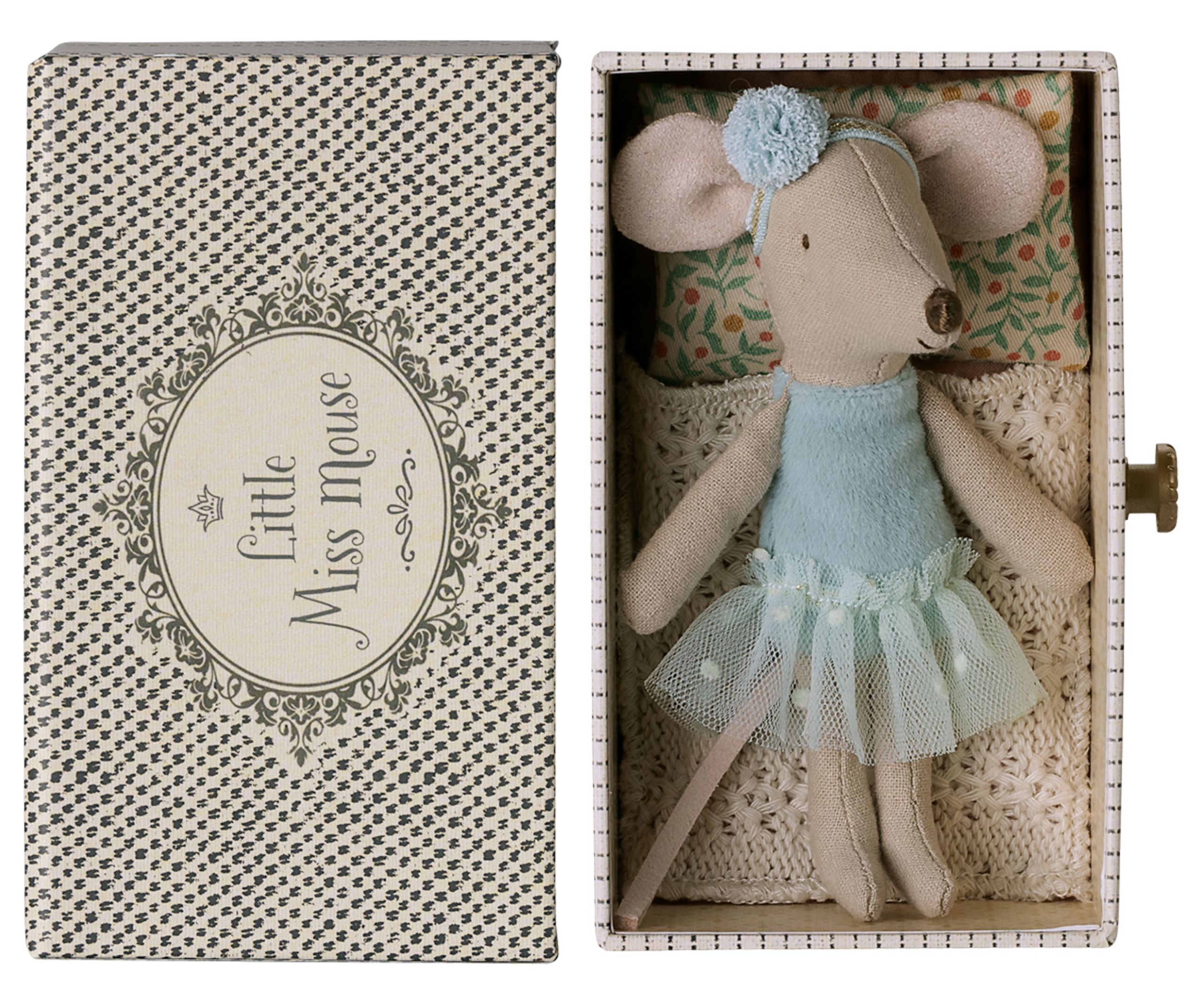 Maileg - Peluche - Dance Mouse In Daybed, Little Sister - Blue