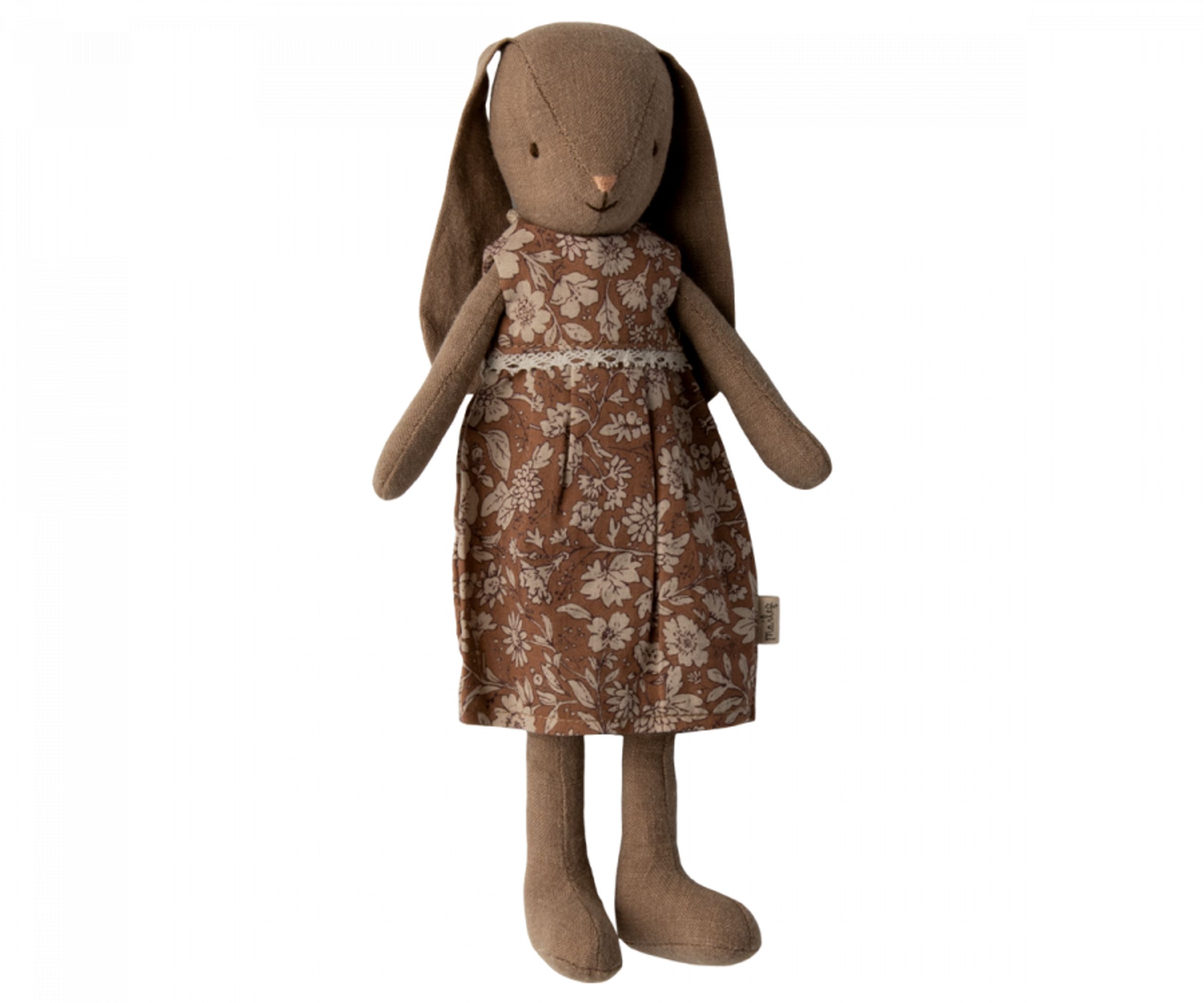 Maileg - Plyšová hračka - Bunny size 2, Brown - Dress - Brown