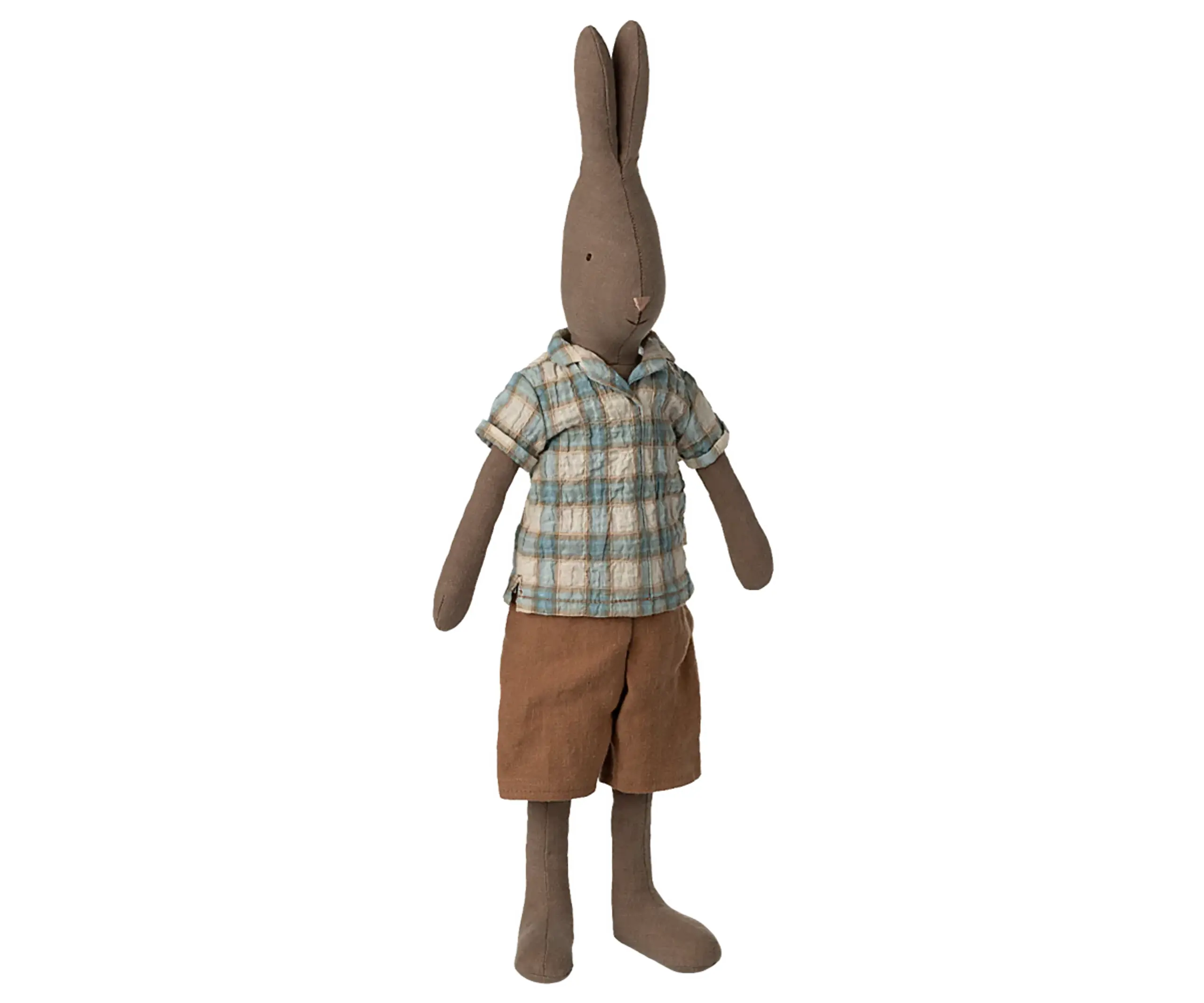 Maileg - Plyšová hračka - Rabbit Size 3, Brown - Shirt And Shorts - Brown