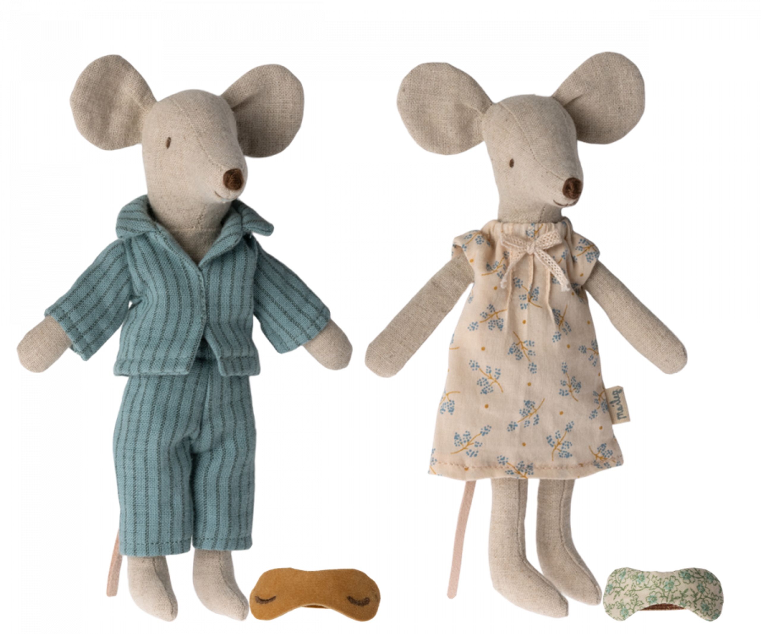 Maileg - Stuffed Animal - Mum And Dad Mice In Cigarbox - Blue