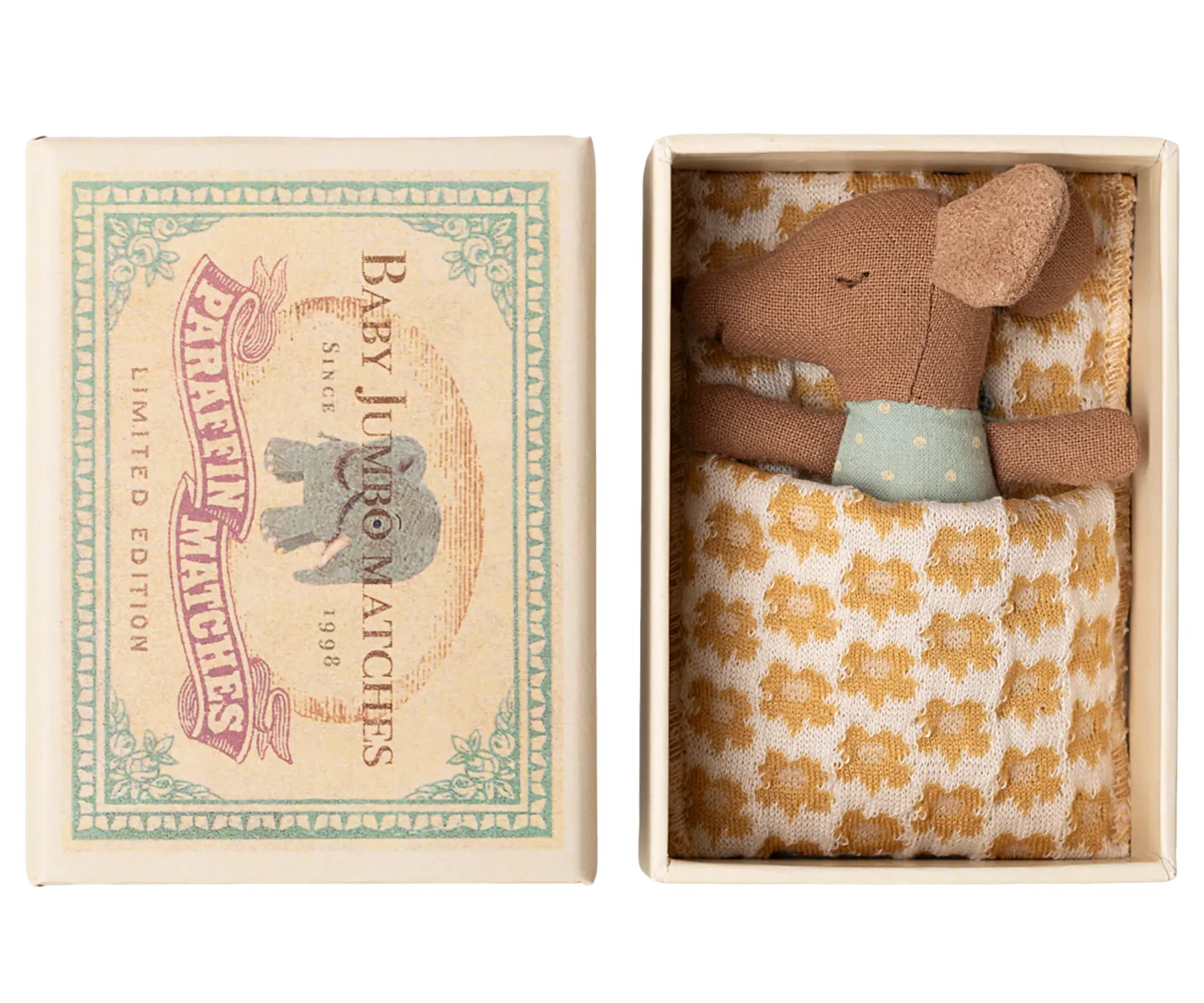 Maileg - Dukke - Sleepy Wakey Baby Mouse In Matchbox - Blue