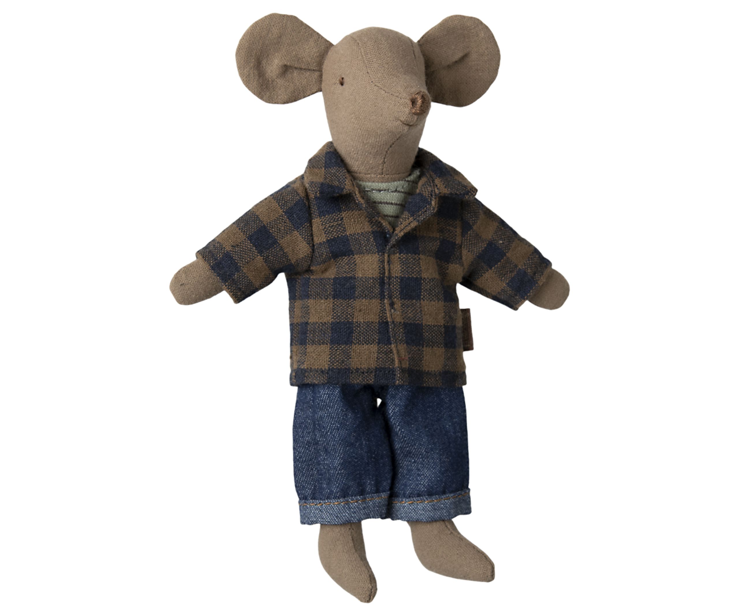 Maileg - Puppen-Zubehör - Brown Checked Shirt And Pants - Dad Mouse - Dad