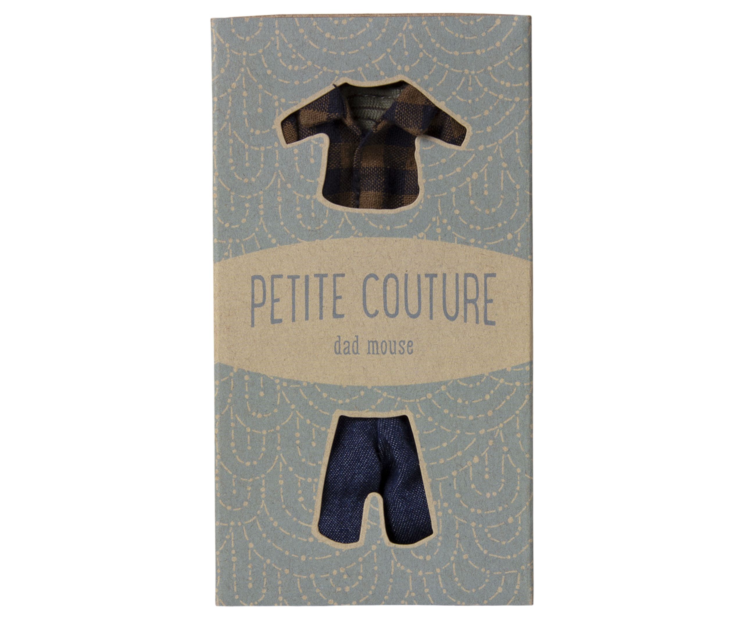 Maileg - Puppen-Zubehör - Brown Checked Shirt And Pants - Dad Mouse - Dad