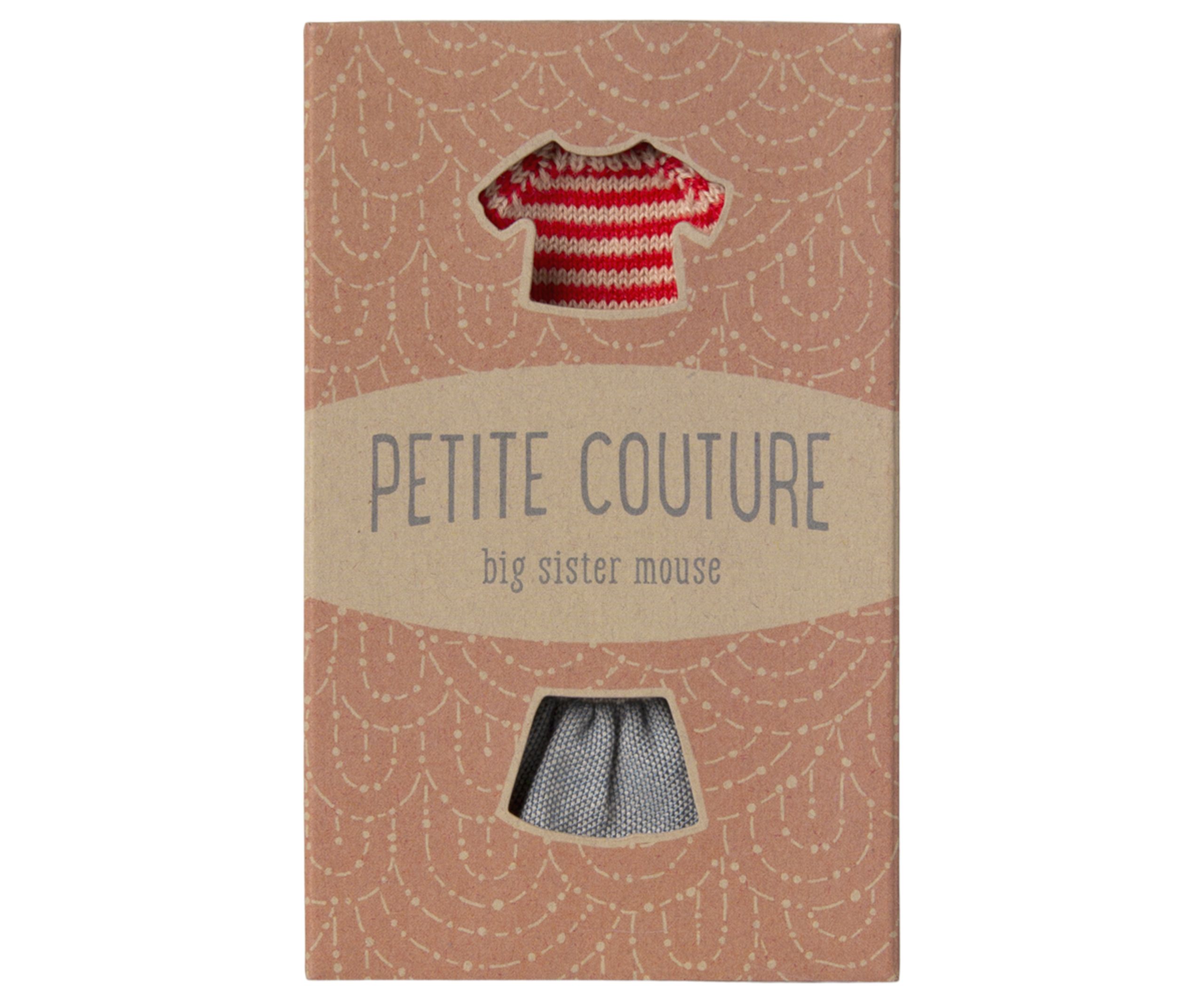 Maileg - Akcesoria dla lalek - Knitted Sweater And Skirt - Big Sister Mouse - Big sister mouse