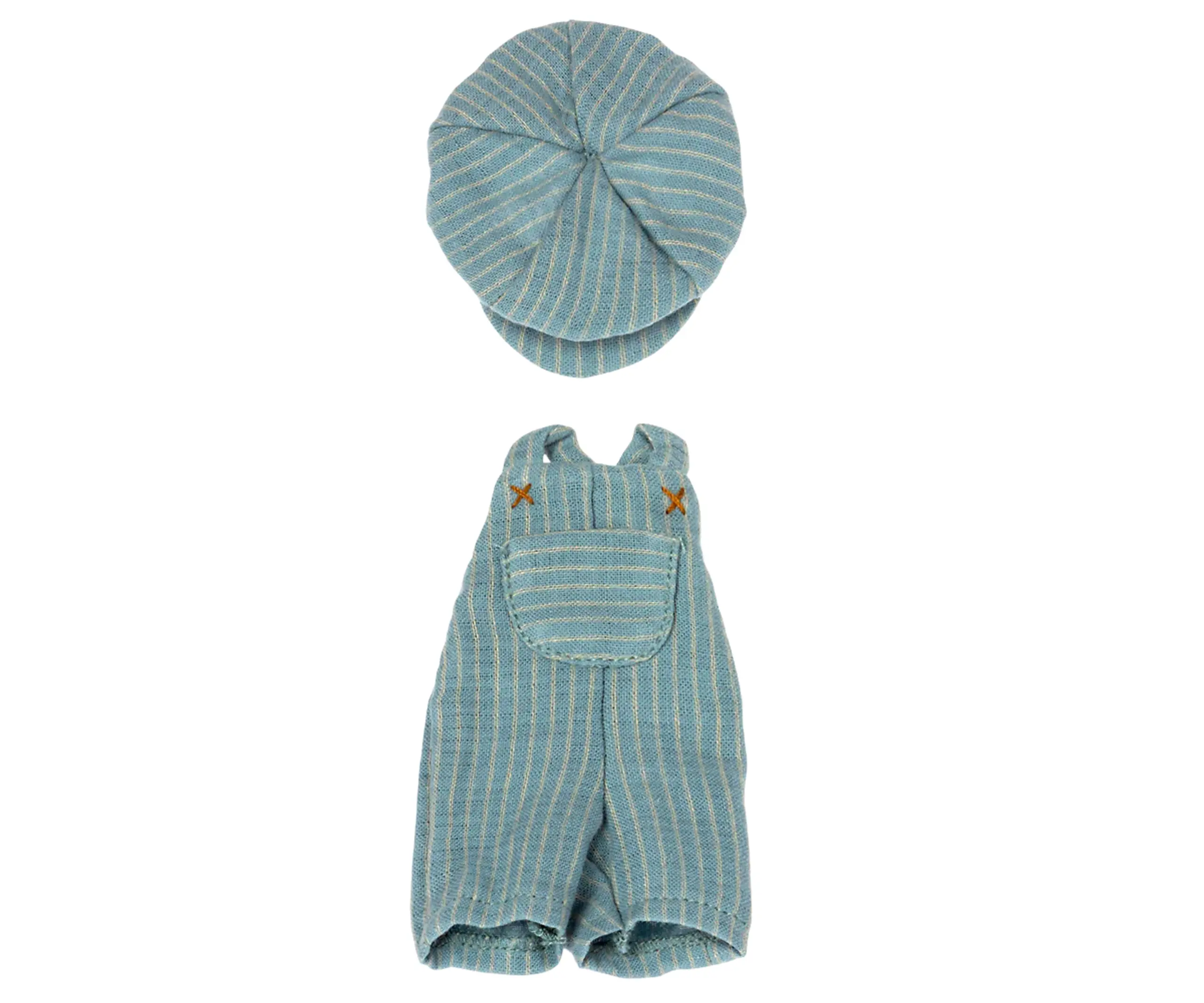 Maileg - Príslušenstvo pre bábiky - Overall and cap, Teddy Junior - Stripes