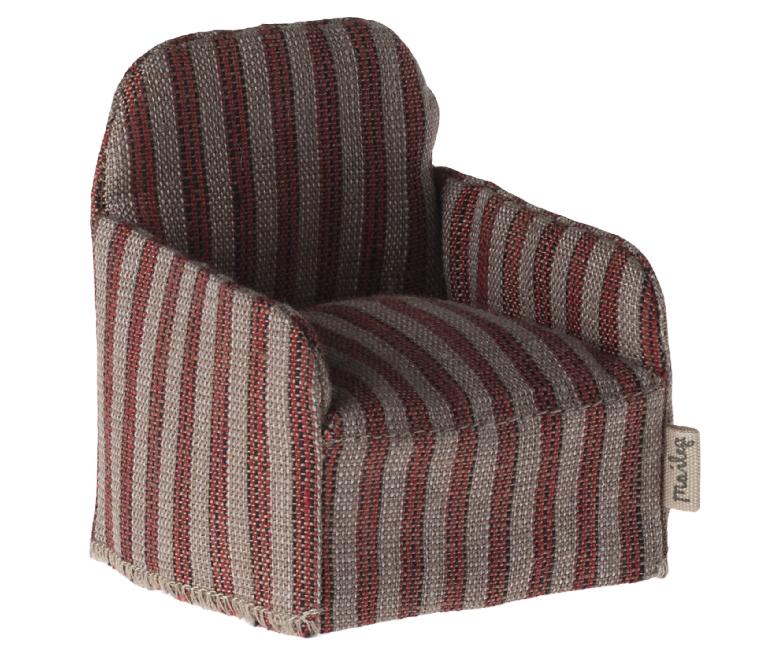 Maileg - Příslušenství pro panenky - Chair Stripe, Mouse - Red