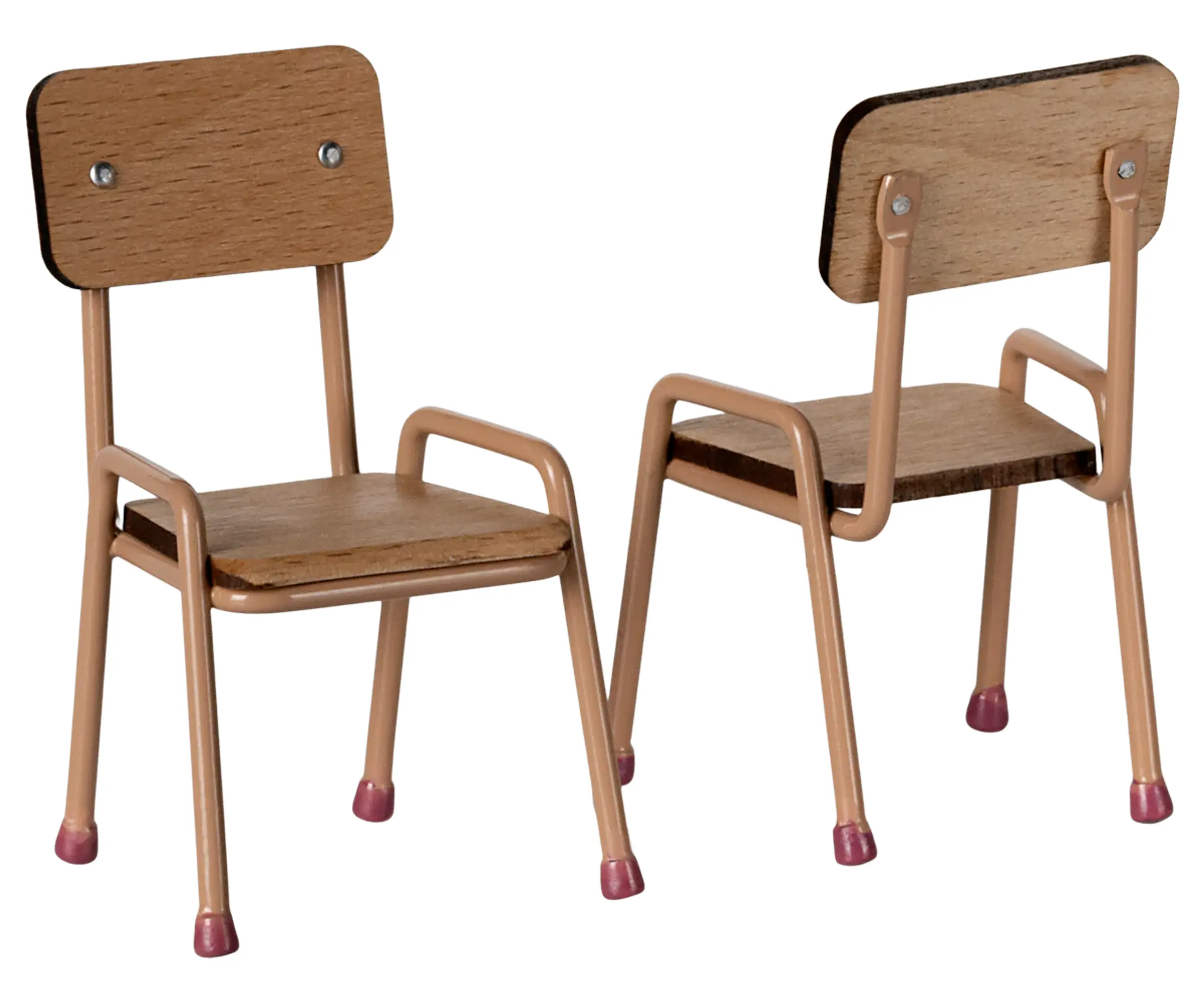 Maileg - Children's stool - Table And Chair Set, Mouse - Dark powder