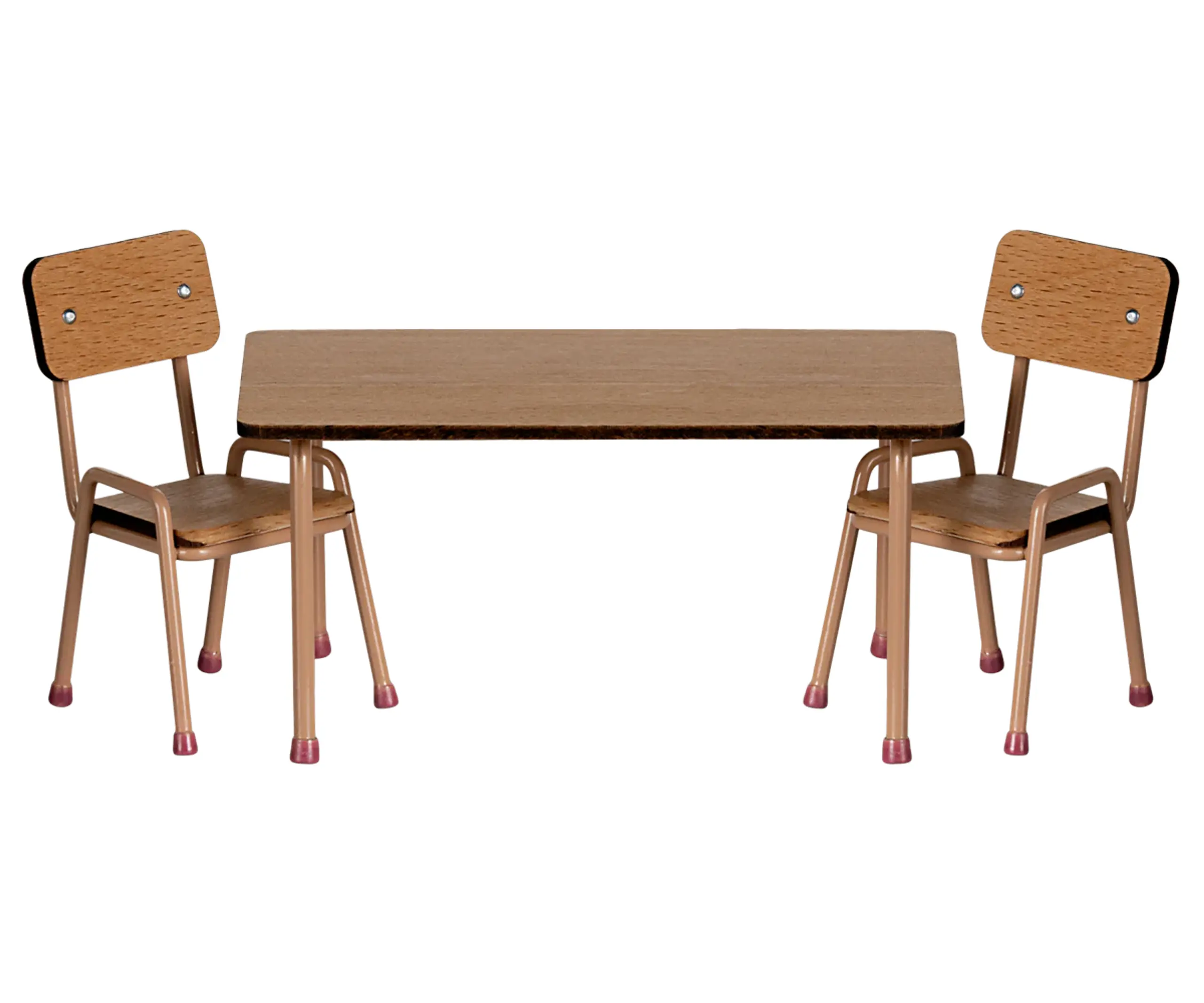 Maileg - Children's stool - Table And Chair Set, Mouse - Dark powder