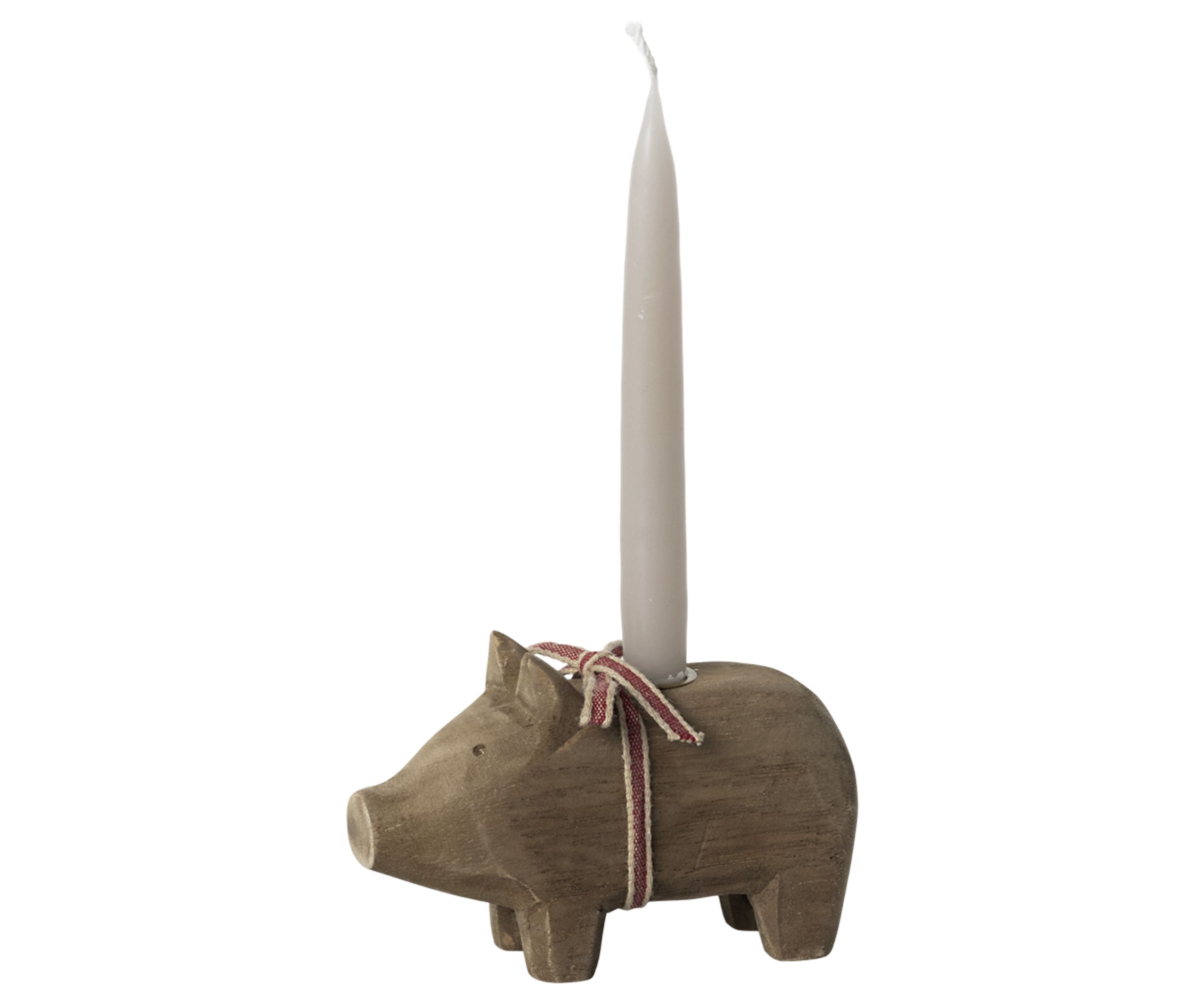 Maileg - Christmas Ornaments - Candle Holder, Pig Nature - Small