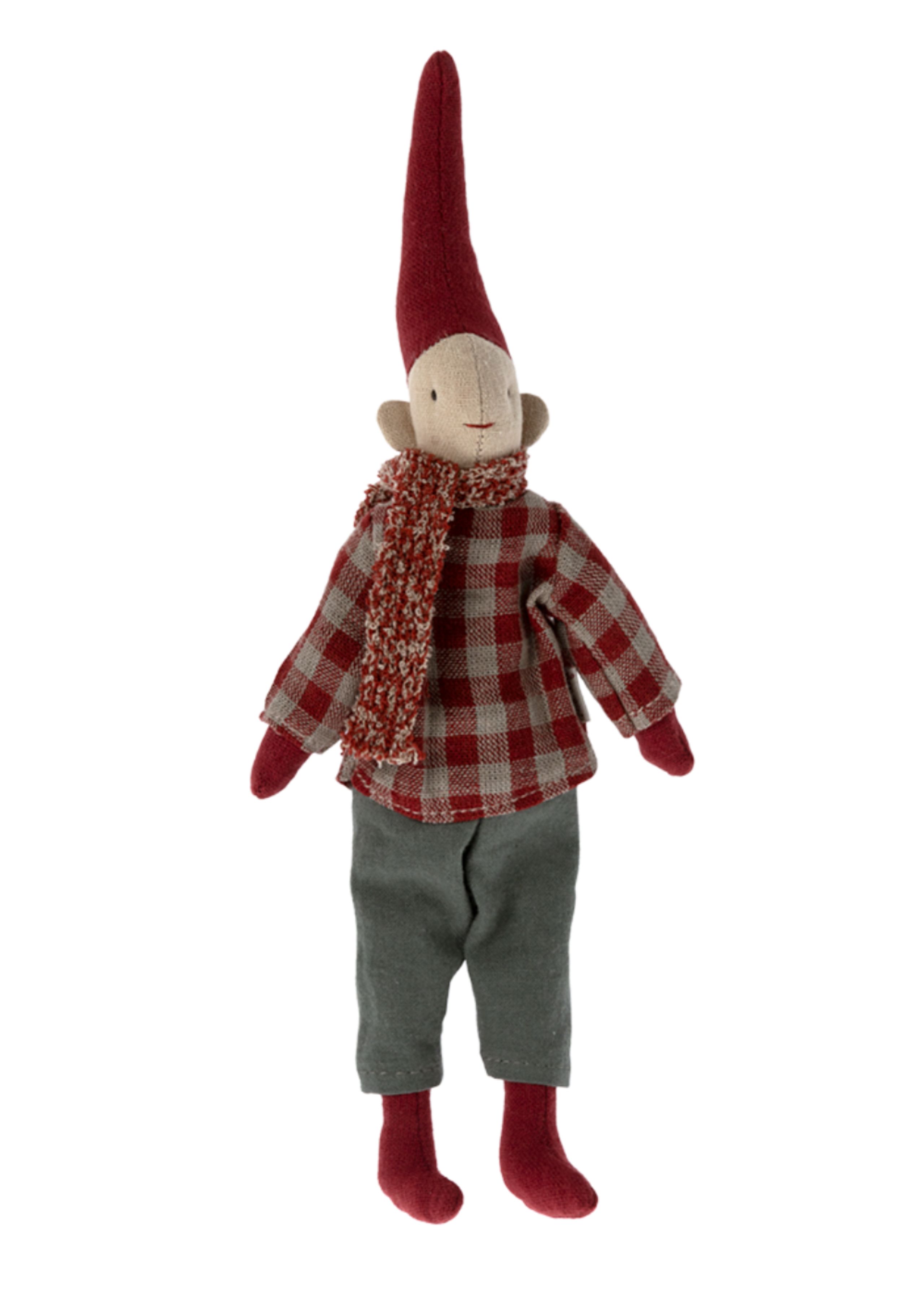 Maileg - Julepynt - Pixy size 1 - Boy - red checks