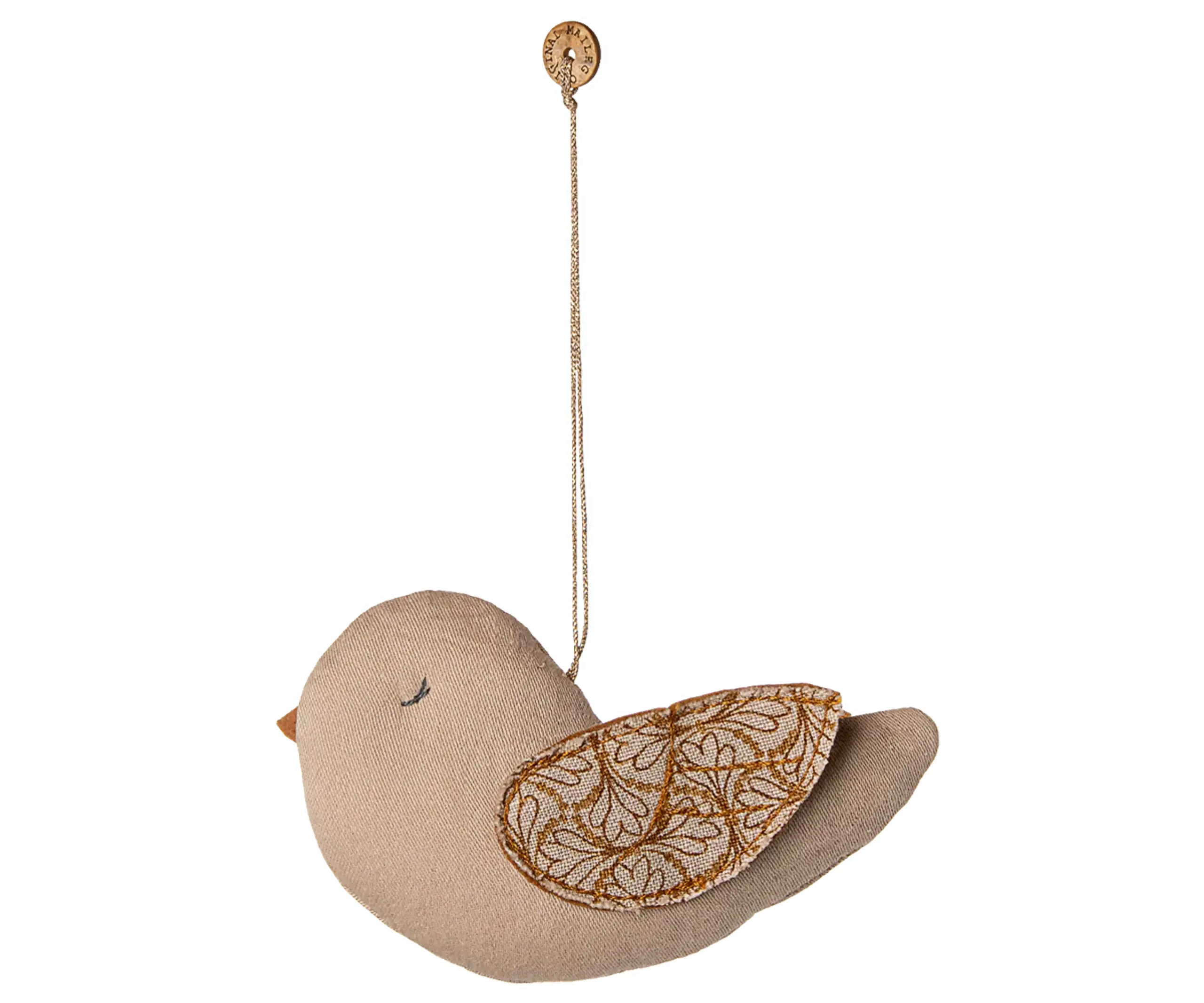 Maileg - Ozdoby choinkowe - Fabric Ornament - Bird - Winter heart - Sand