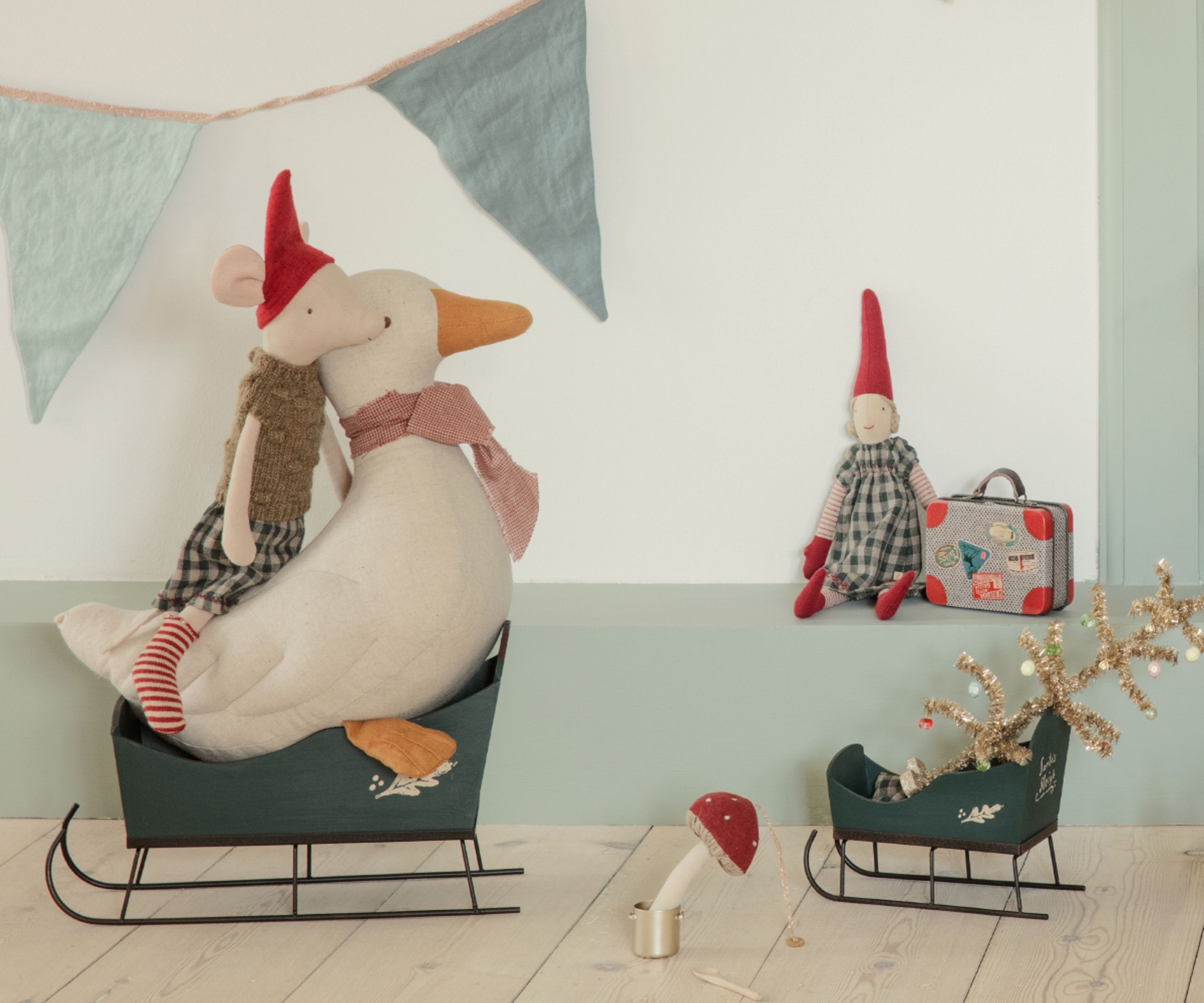 Maileg - Bloque de cuchillos - Sleigh, Medium - Green - Green - medium