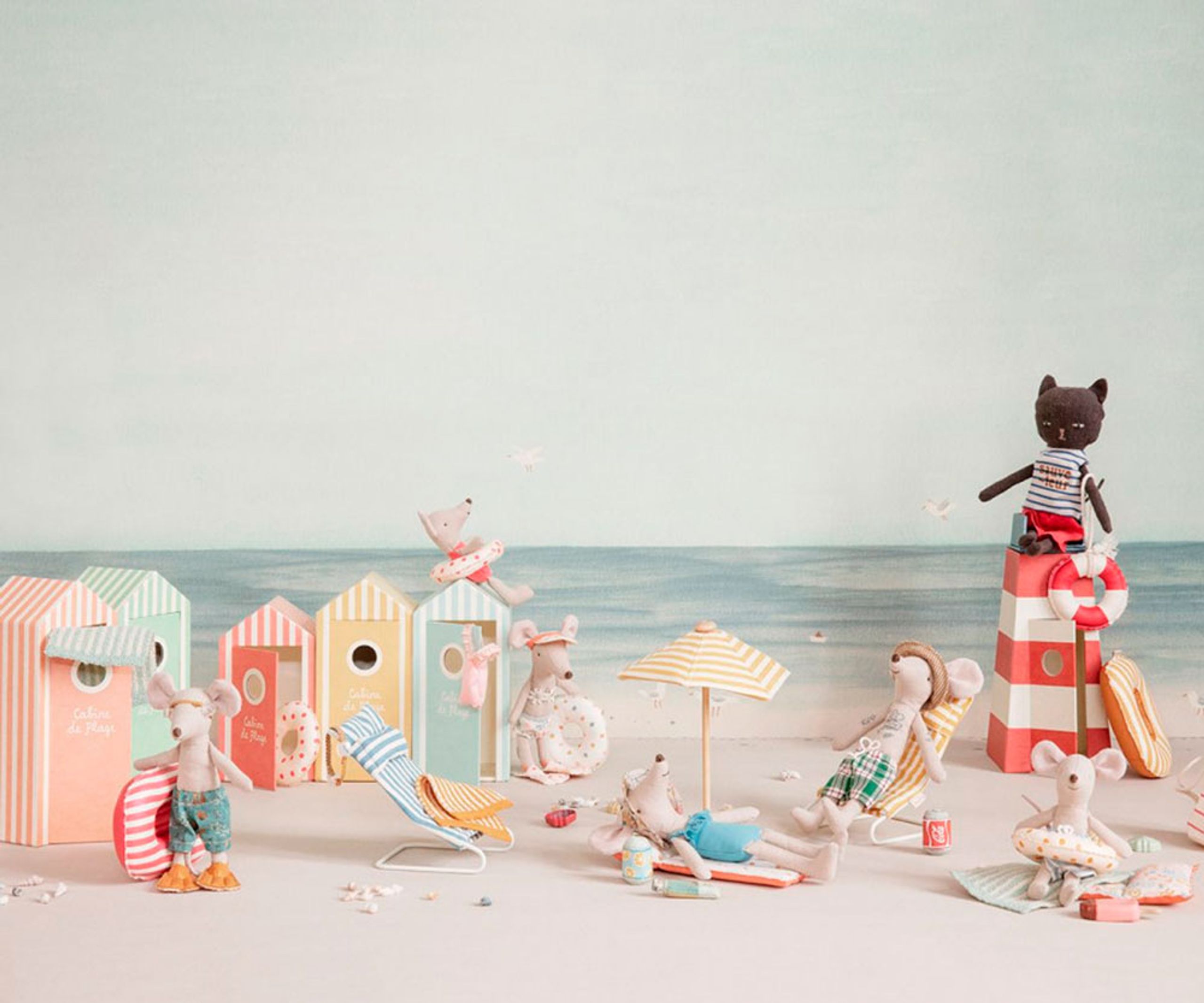 Maileg - Toys - Sauveteur - Tower with cat - Red/White/Black/Blue/Orange