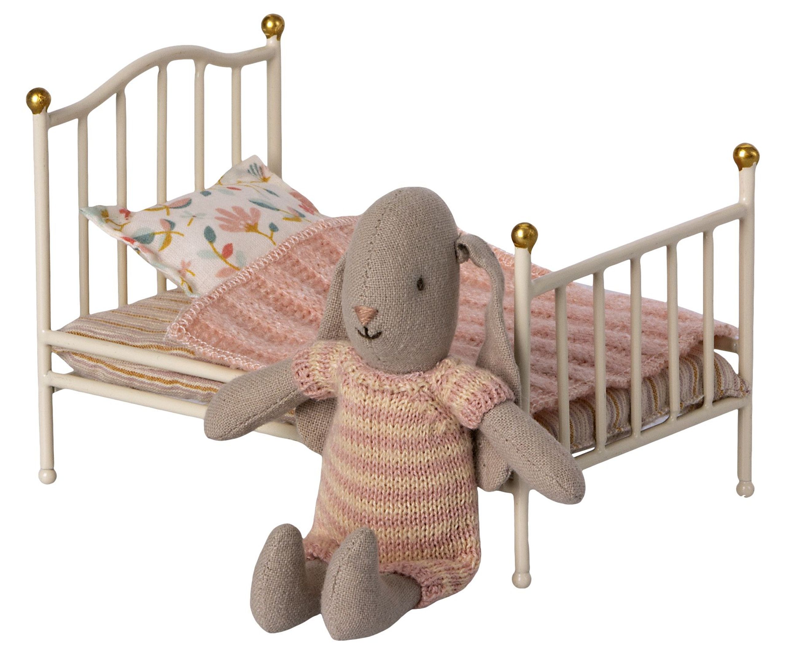 Maileg - Toys - Vintage seng - Mus/Mikro - Råhvid - Mus