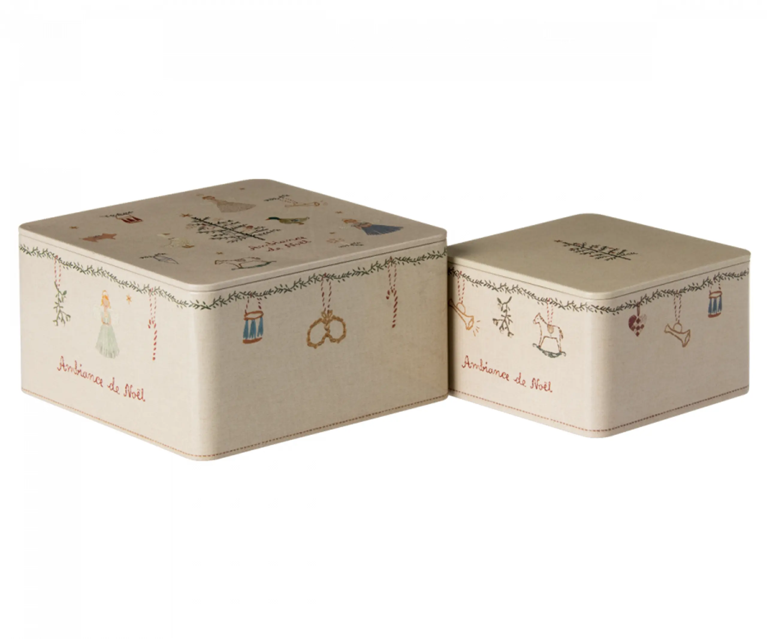 Maileg - Scatole di immagazzinaggio - Metal Box, Ambiance de Noël - 2 pc set