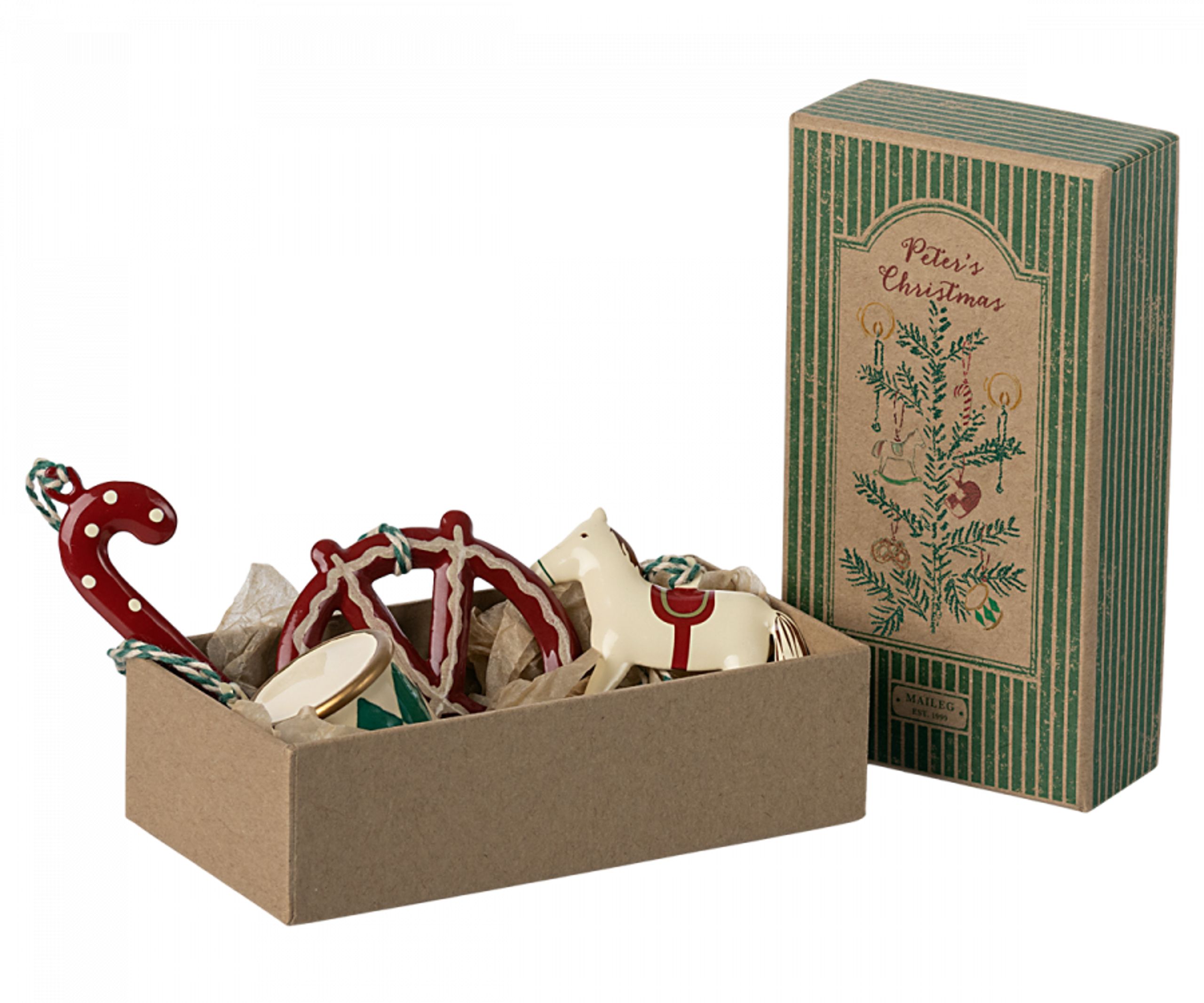 Maileg - Závesné objekty - Metal ornament set - Peter`s Christmas - Set of 4