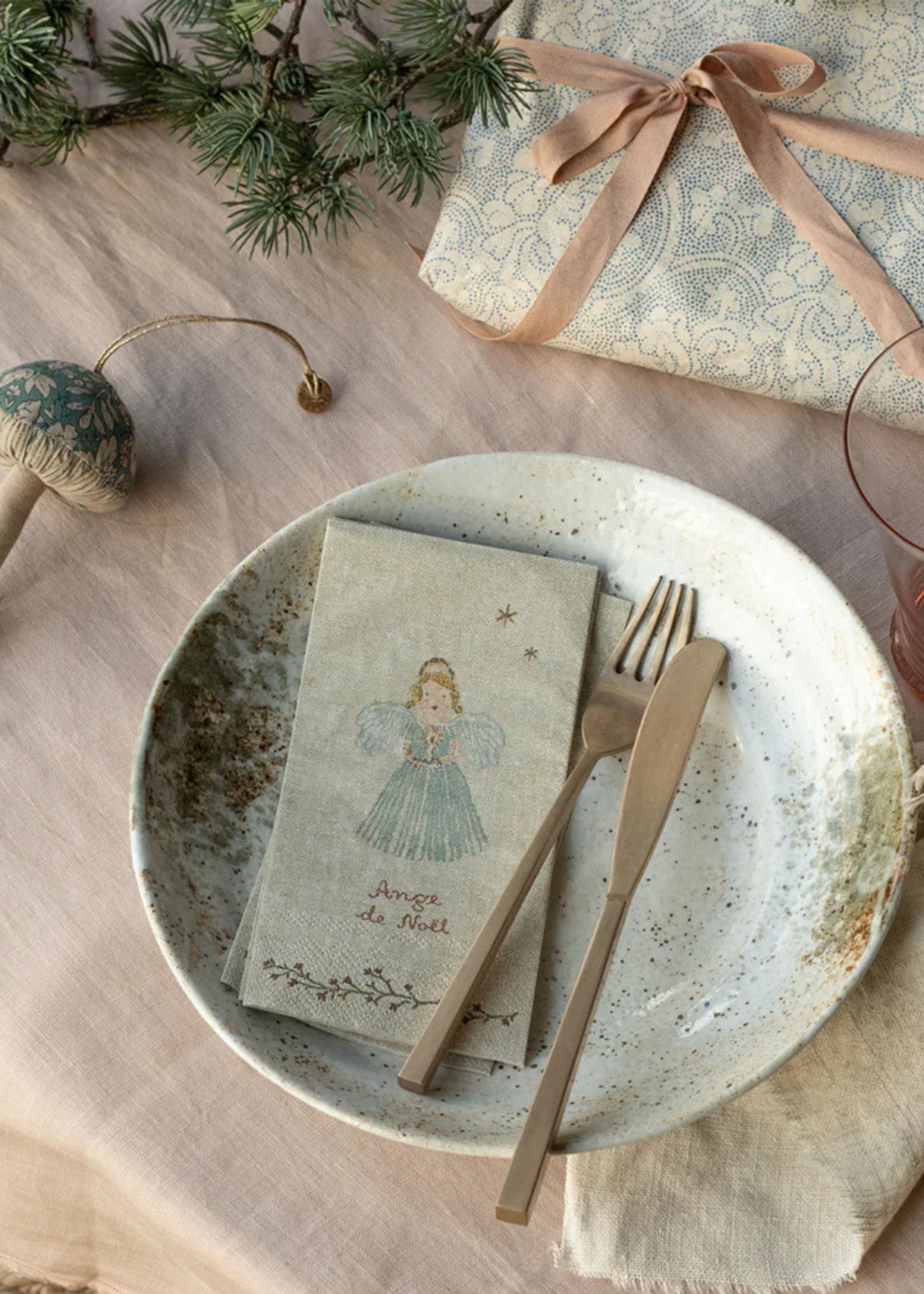 Maileg - Paper Napkin - Napkin, Ange de noël - Blue - Small