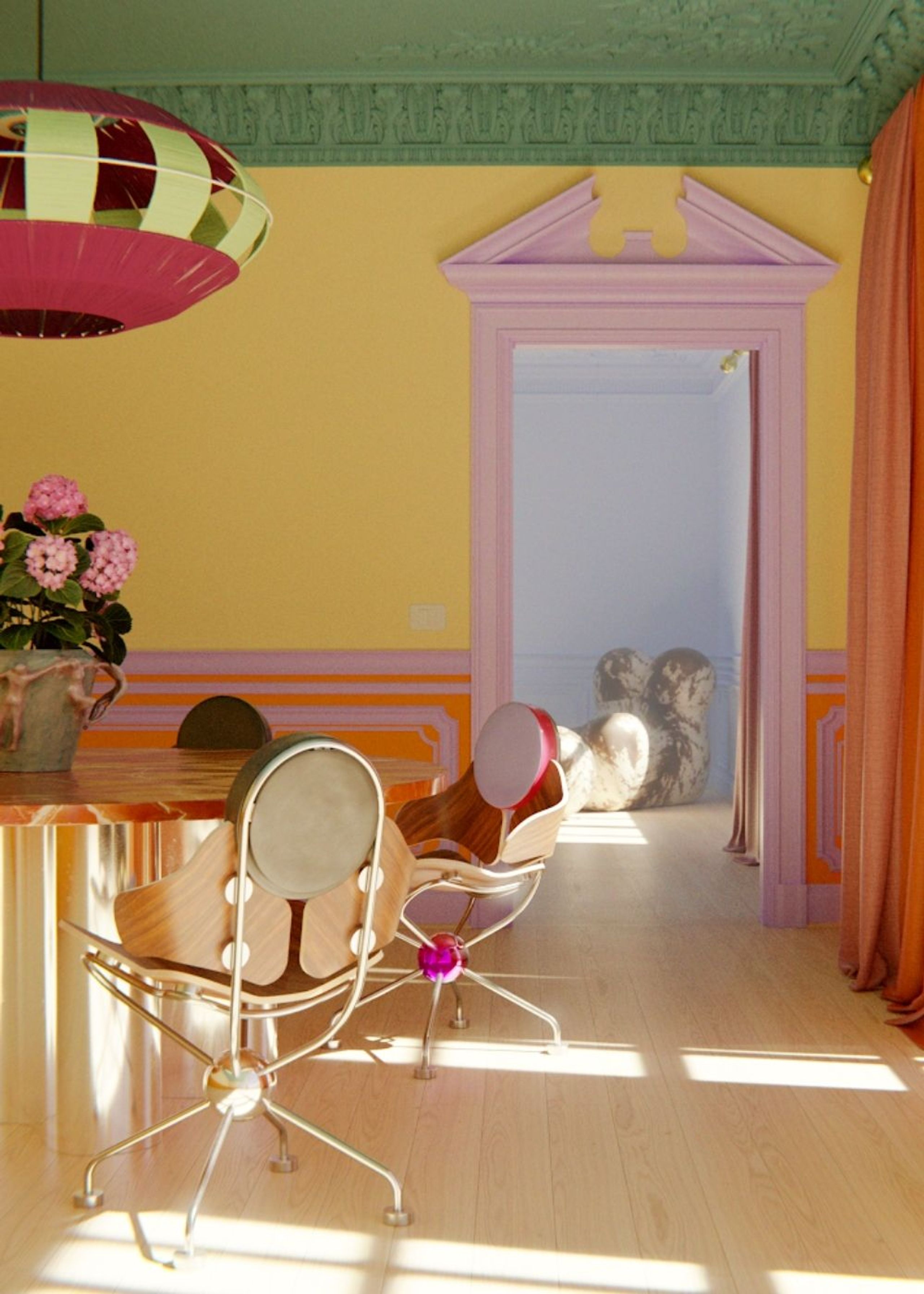 Mak Misho - Spisebordsstol - Wak Chair - Lavendel/Cherry/Electroplated