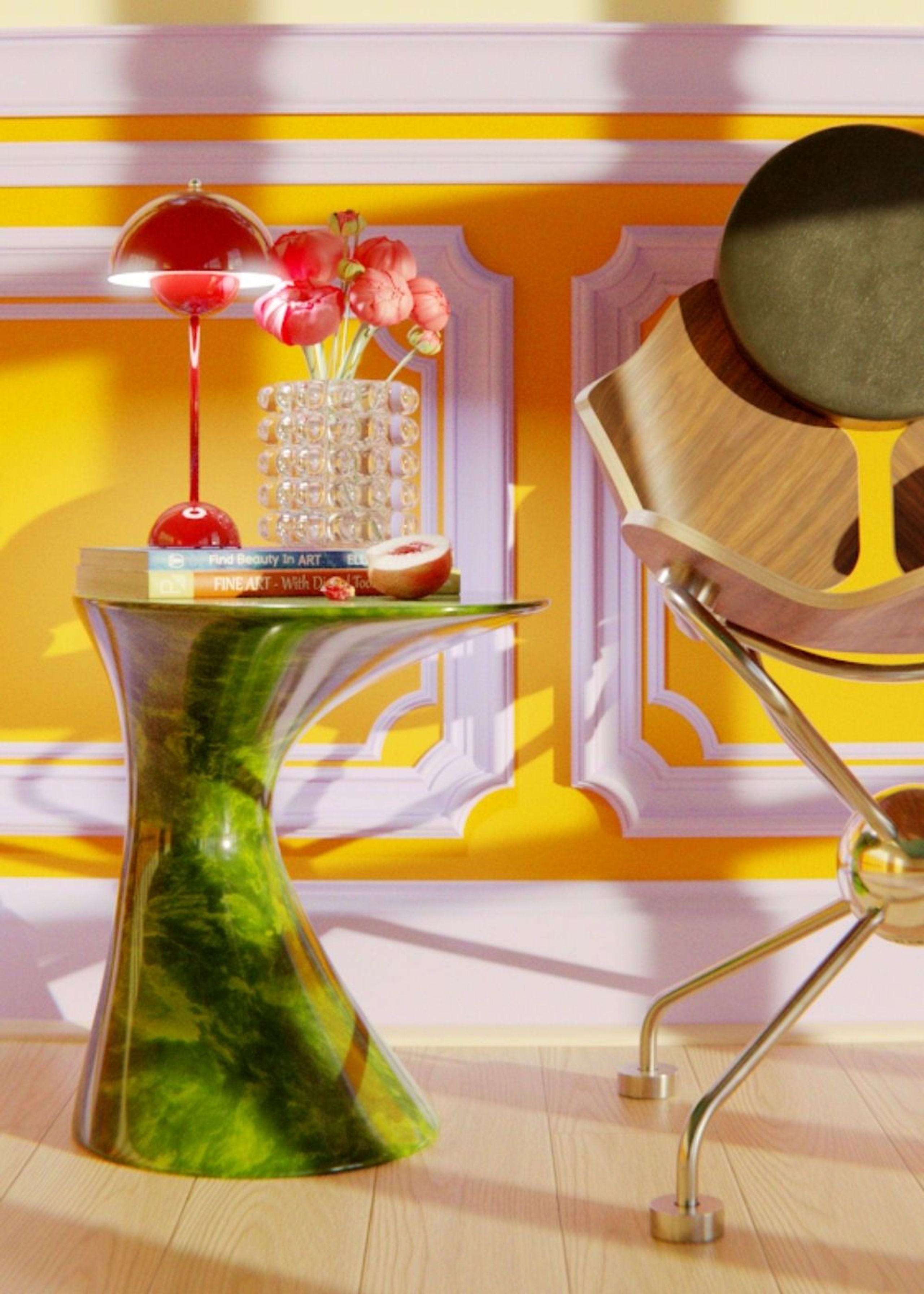 Mak Misho - Spisebordsstol - Wak Chair - Lavendel/Cherry/Electroplated