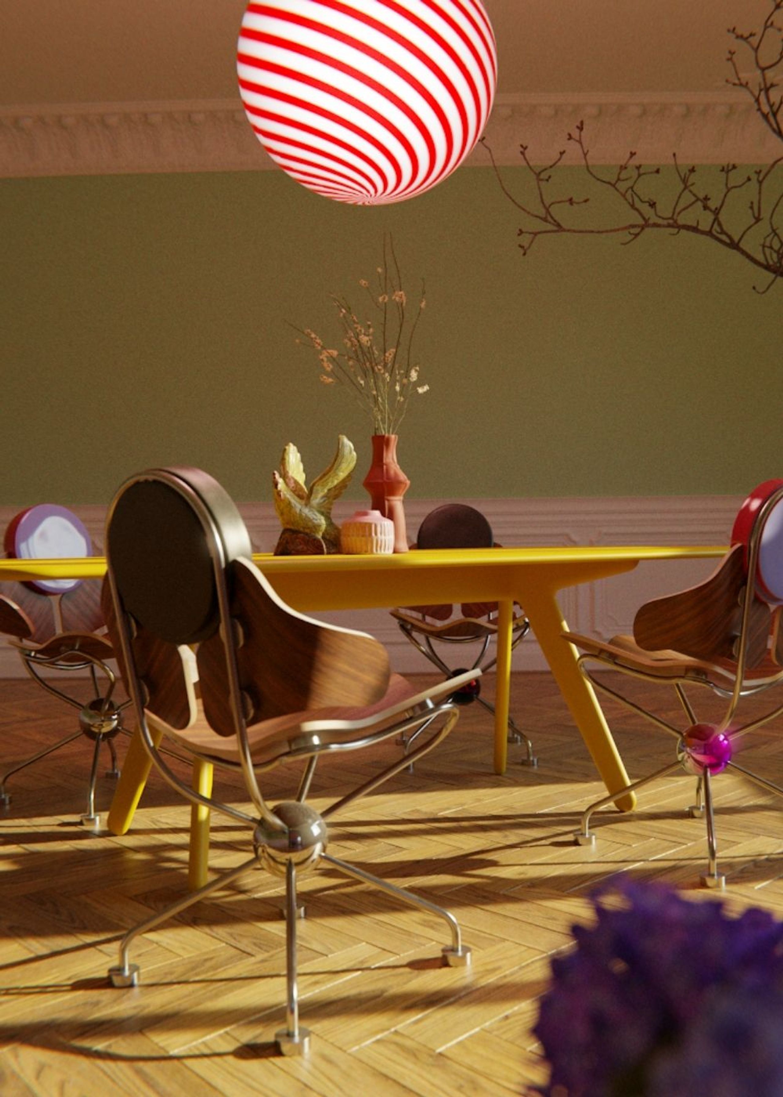 Mak Misho - Spisebordsstol - Wak Chair - Lavendel/Cherry/Electroplated