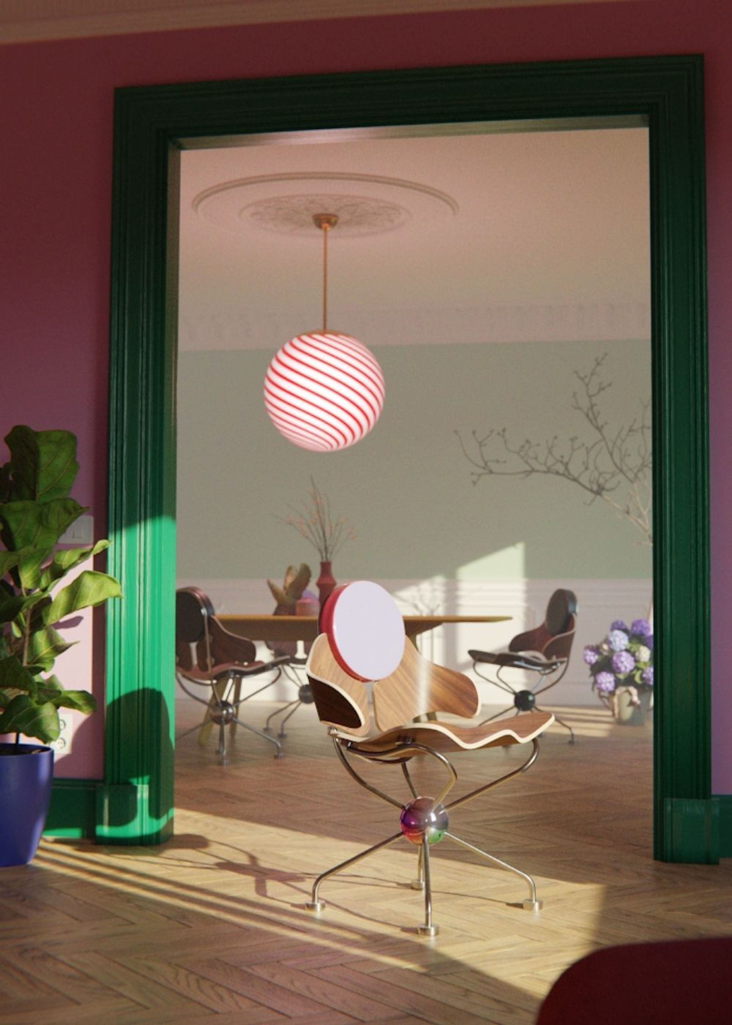 Mak Misho - Spisebordsstol - Wak Chair - Lavendel/Cherry/Electroplated