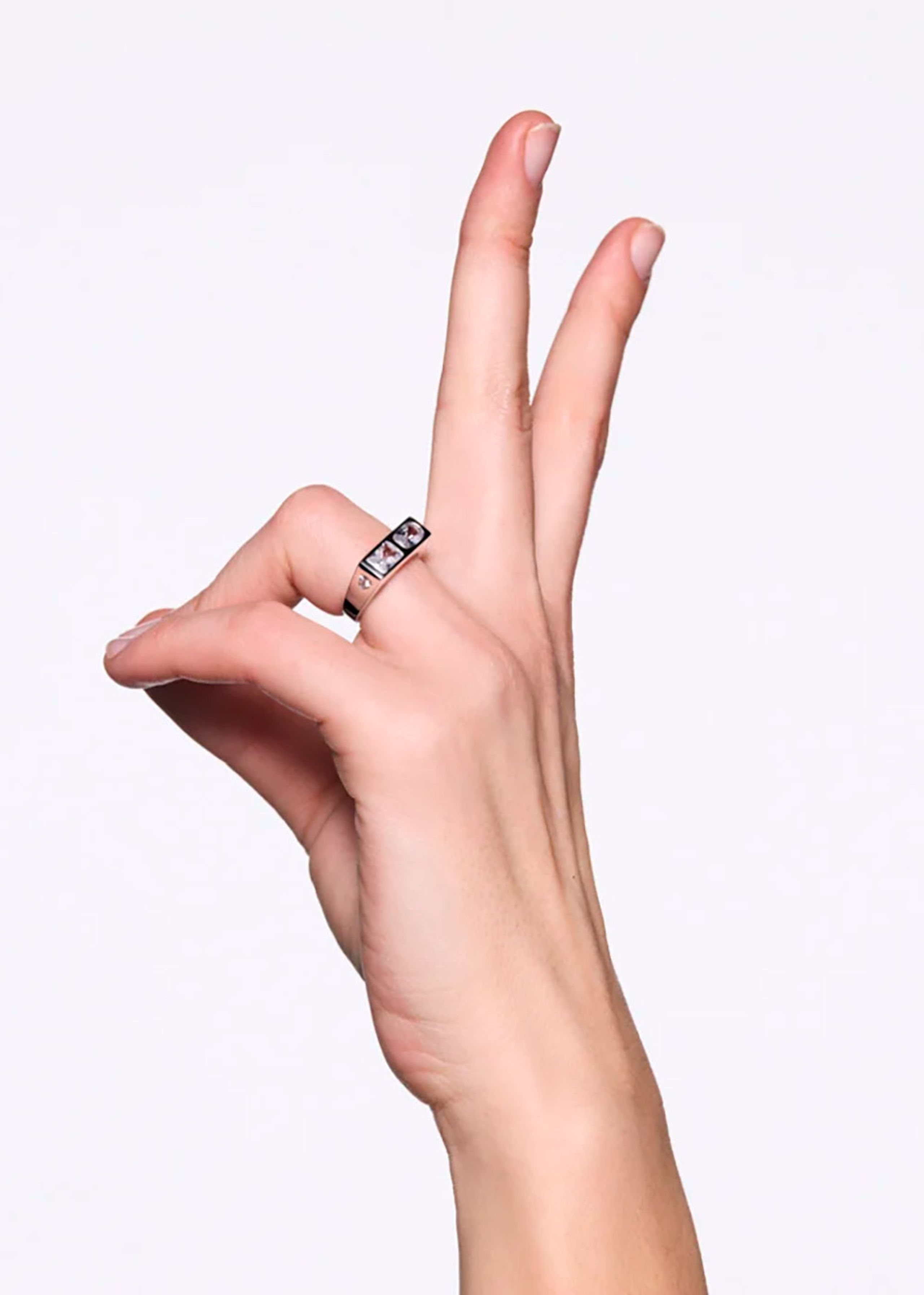 Maria Black - Ring - Us Three Signet Ring - White Rhodium plated