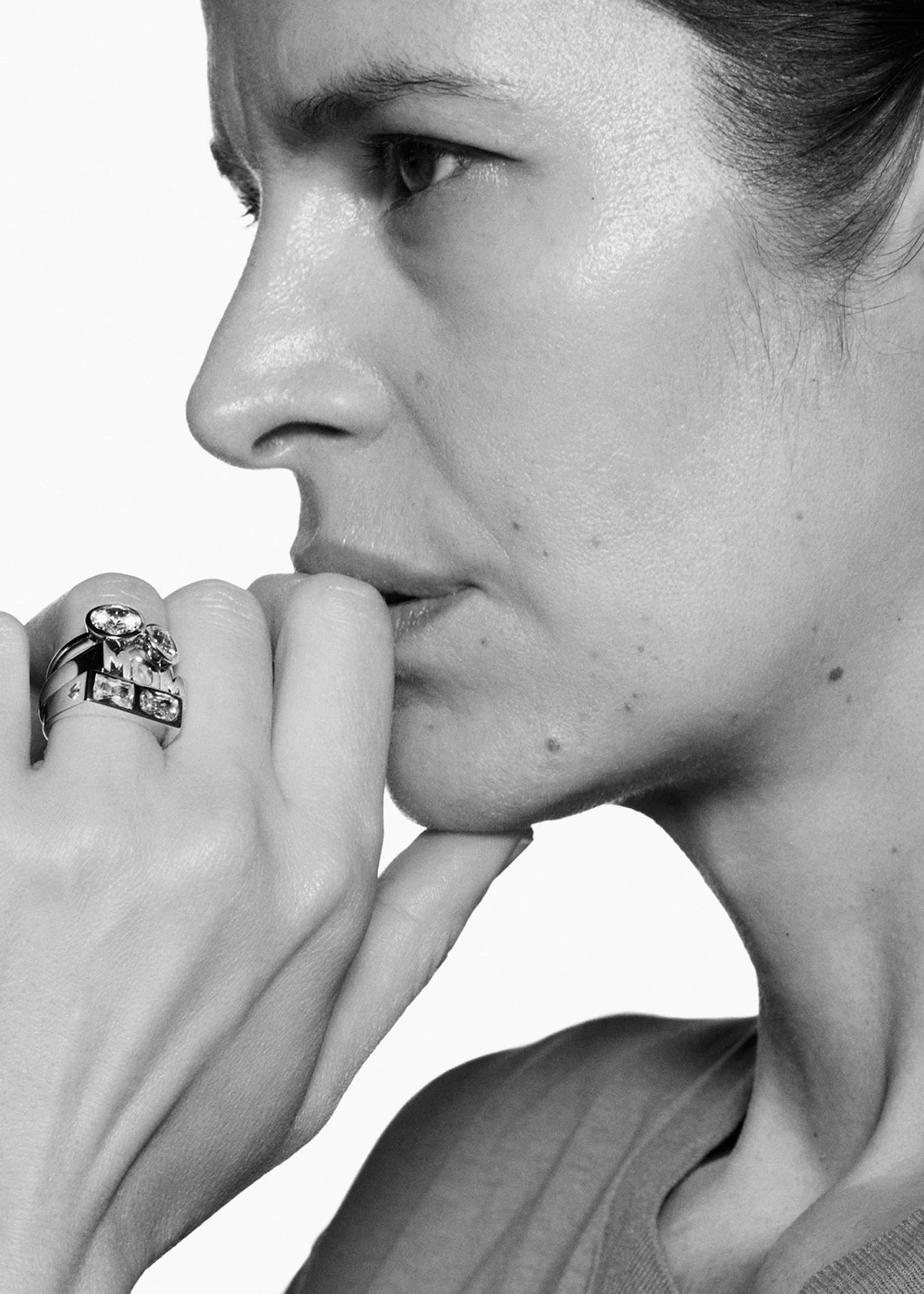 Maria Black - Ring - Us Three Signet Ring - White Rhodium plated