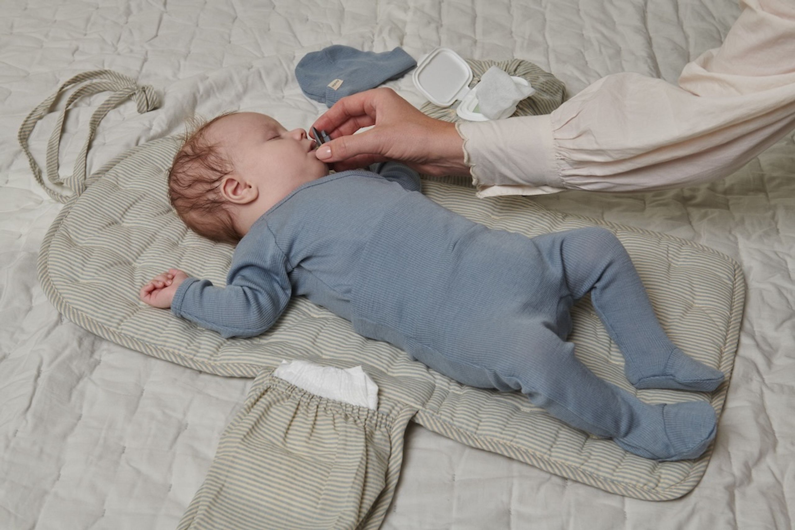 MarMar Copenhagen - Pushing accessories - Changing Mat - Blue Stone Stripe