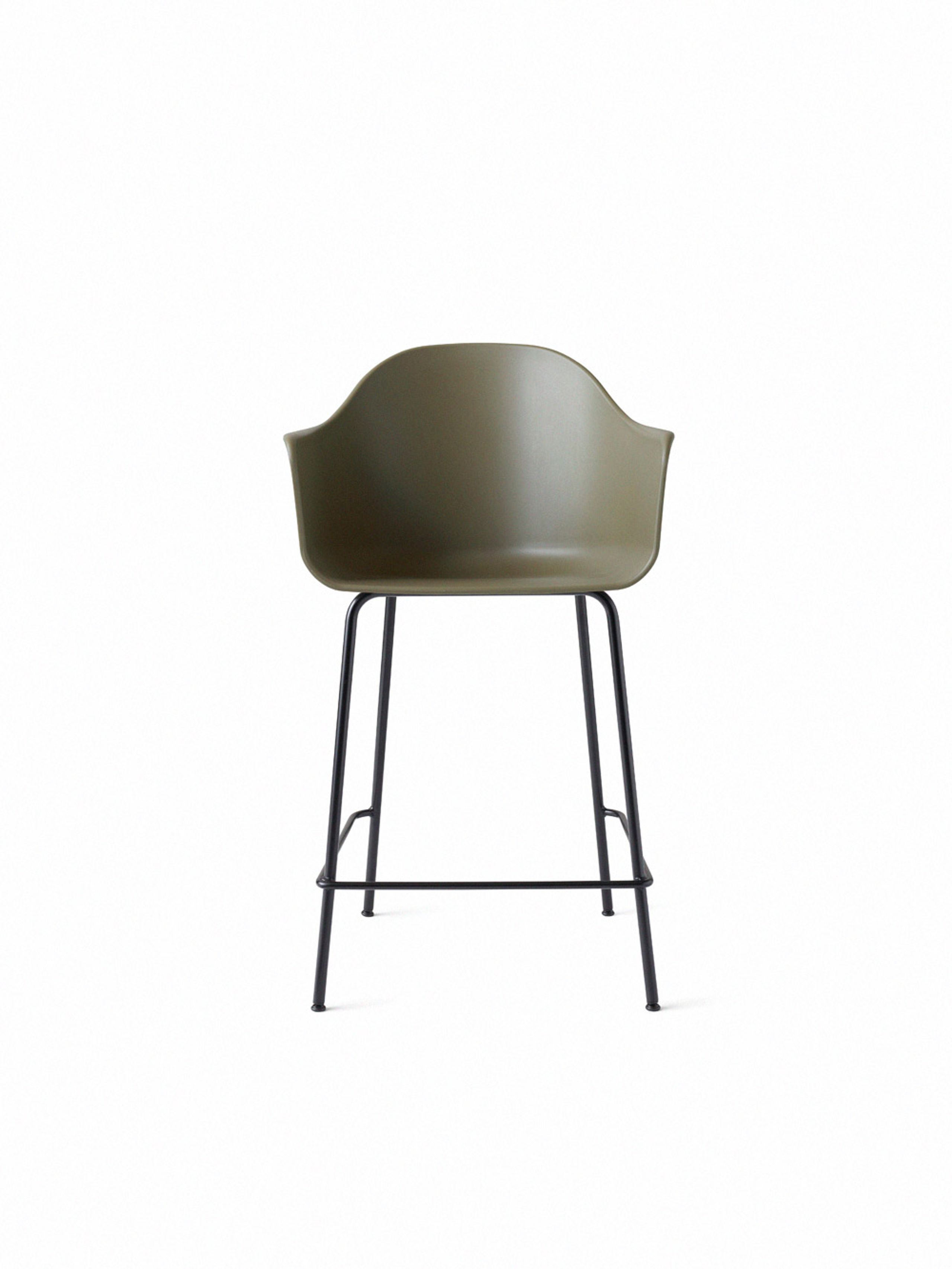 MENU - stołek barowy - Harbour Counter Chair / Black Steel Base - Olive