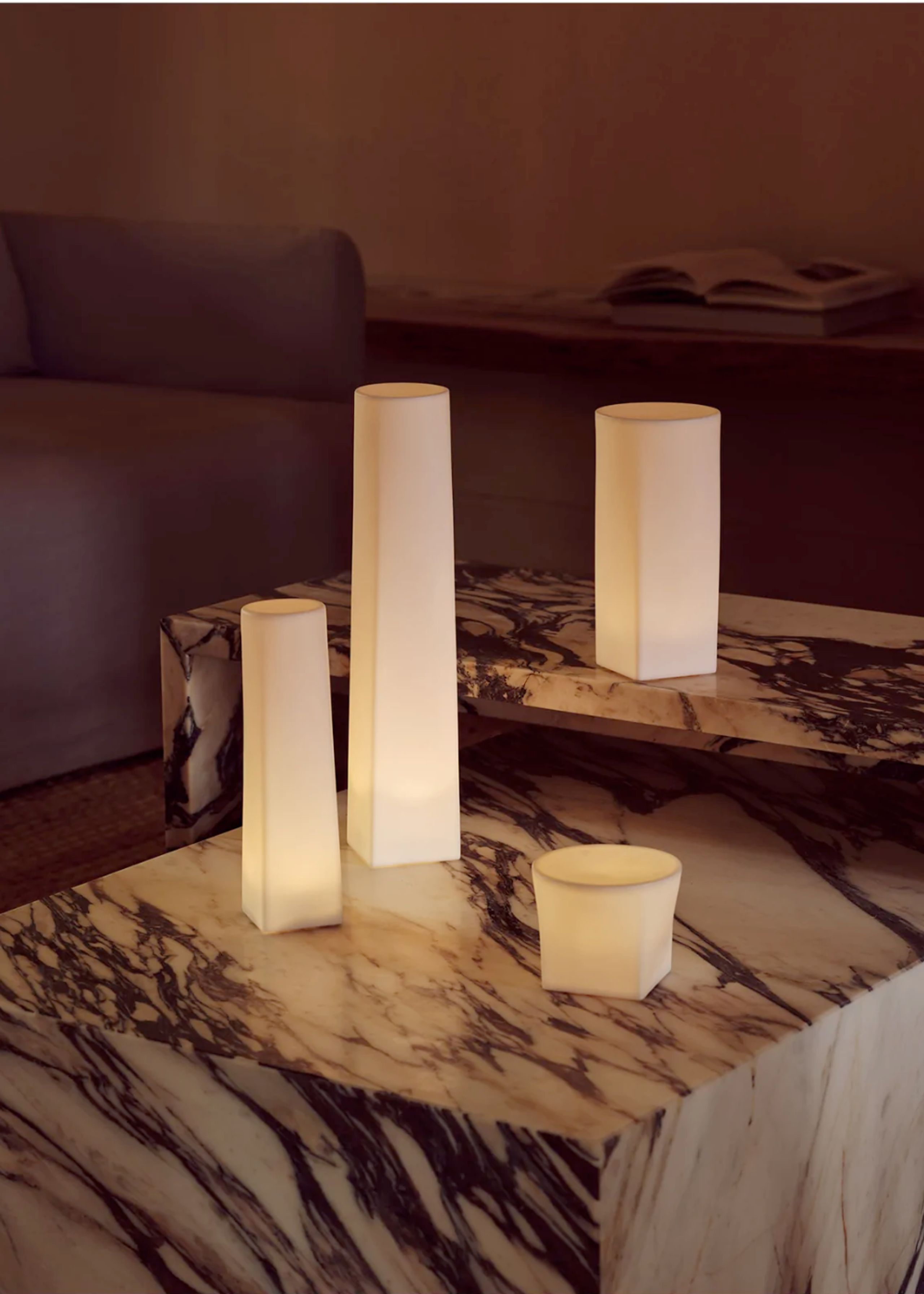 MENU - Block Candle - Ignus Flameless Candle - White - matte finish