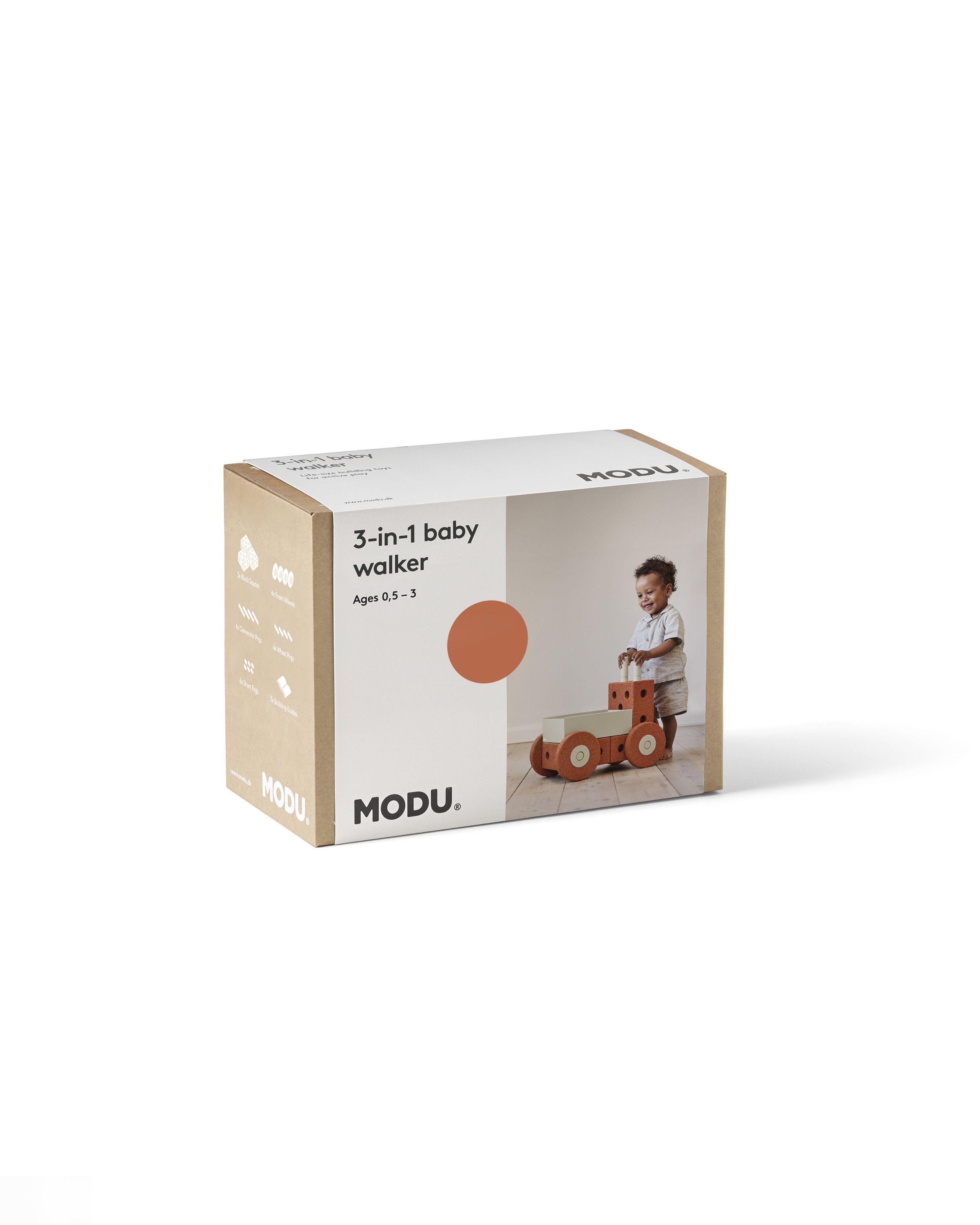 MODU - Legetøj - 3-in-1 Baby Walker - Burnt Orange / Dusty Green