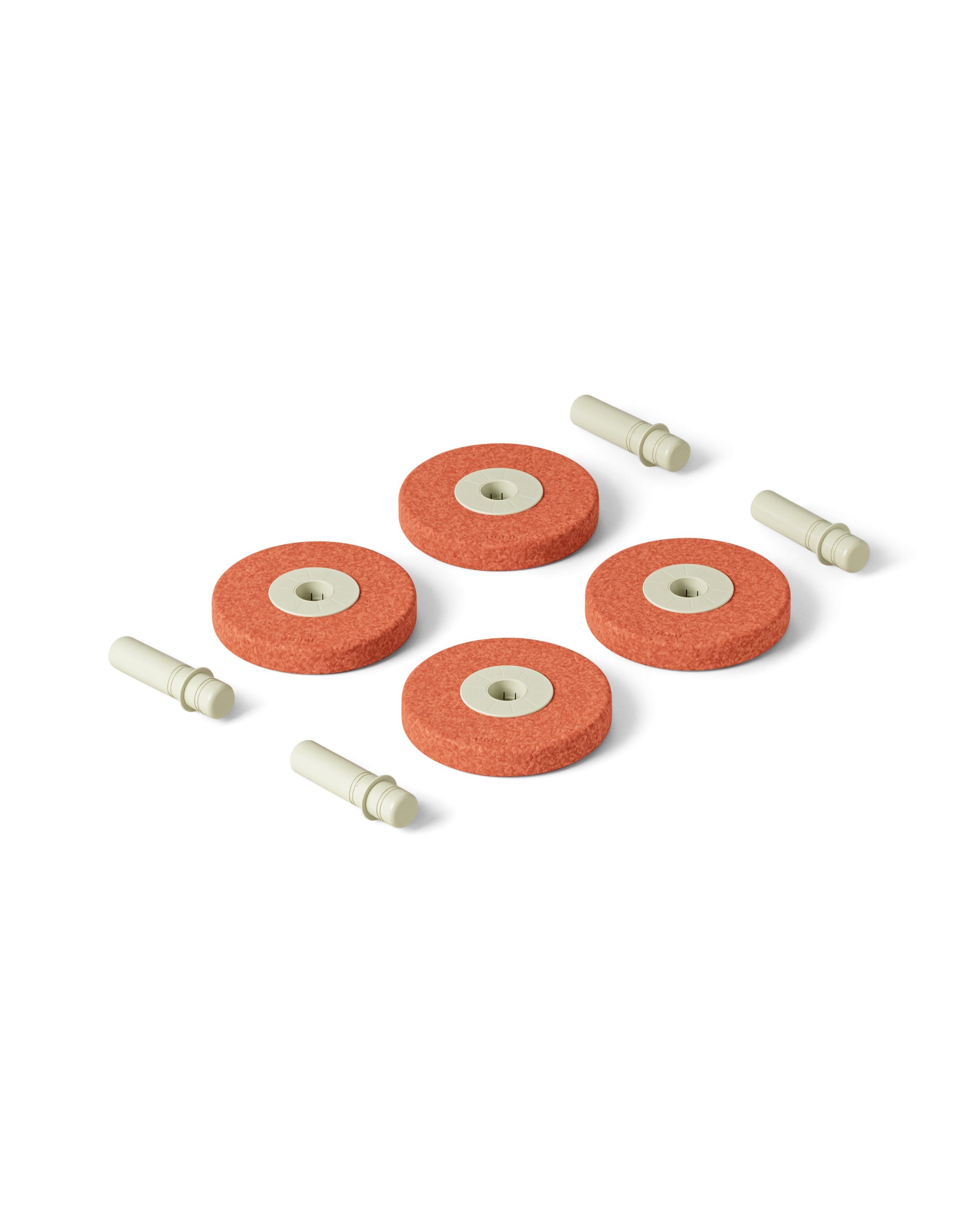 MODU - Spielzeug - 4x Foam Wheels - Burnt Orange / Dusty Green