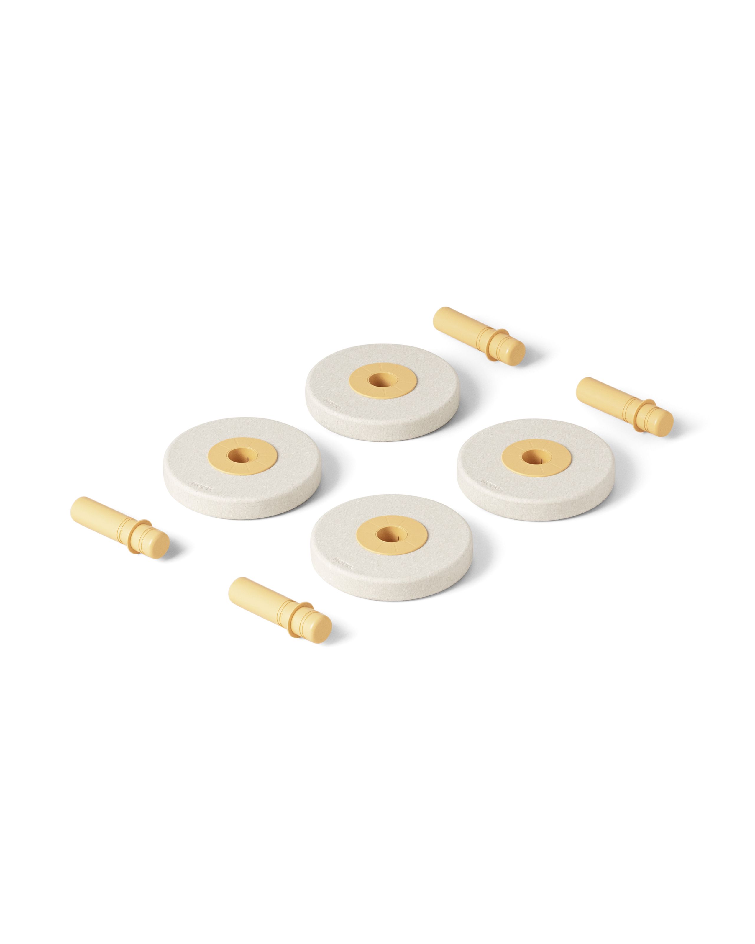 MODU - Spielzeug - 4x Foam Wheels - Sand Grey / Honey Yellow