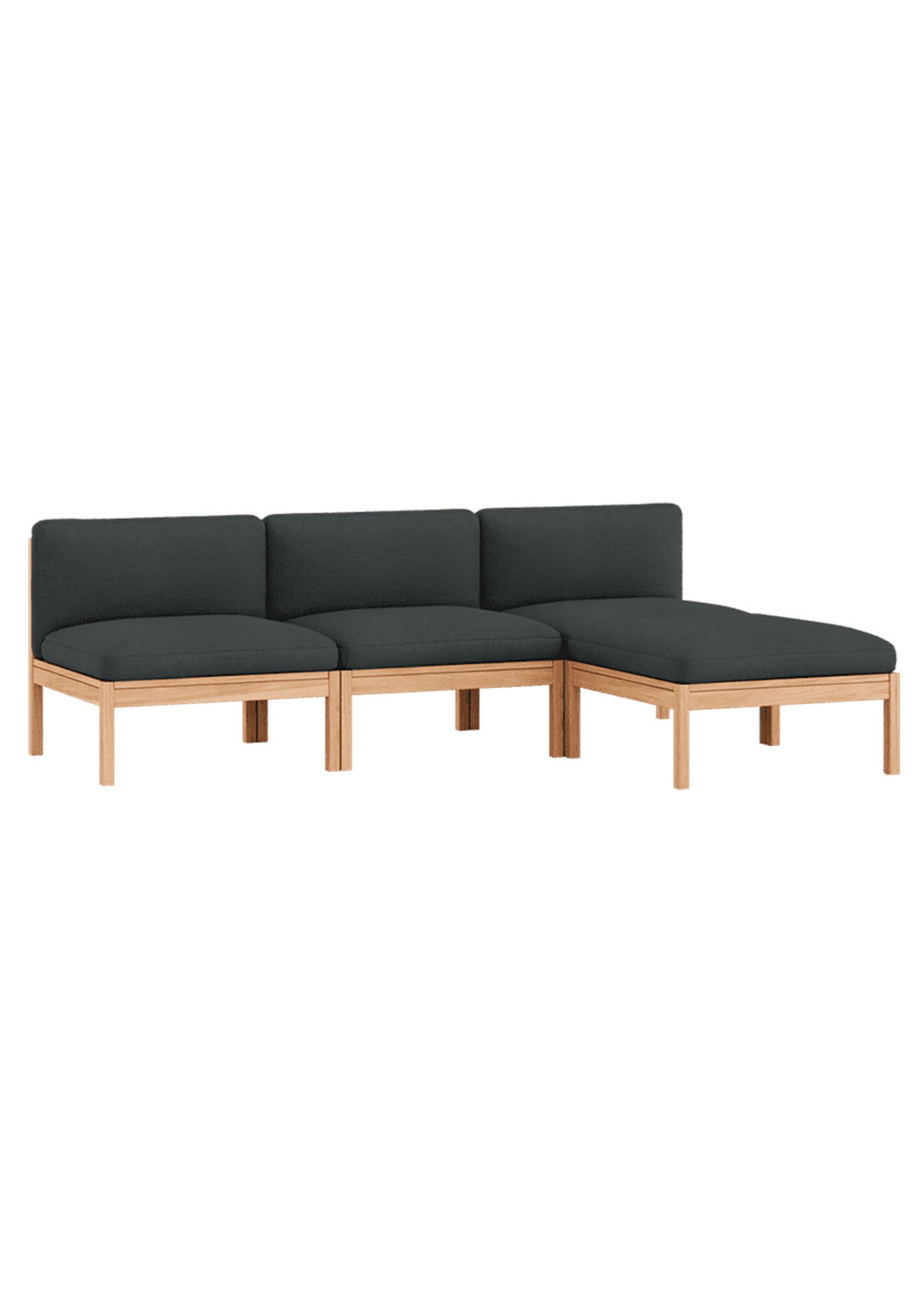 MOEBE - Modulsofa - 3 Seater Sofa with Chaise Longue - The MOEBE Modular Sofa - Re-Wool 987 / Oak