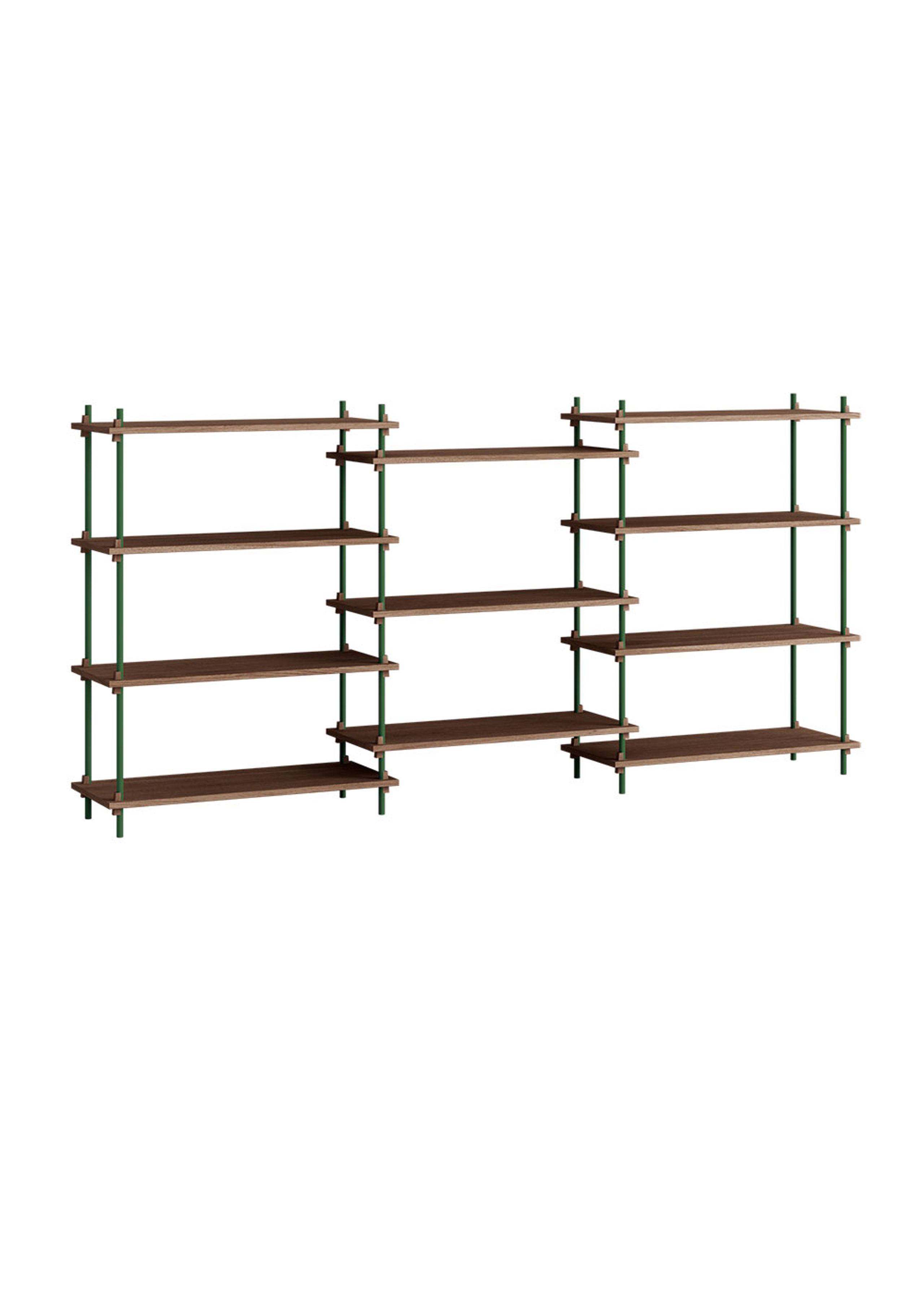 MOEBE - Librería - Shelving system - S.115.3.A - Smoked Oak / Pine Green