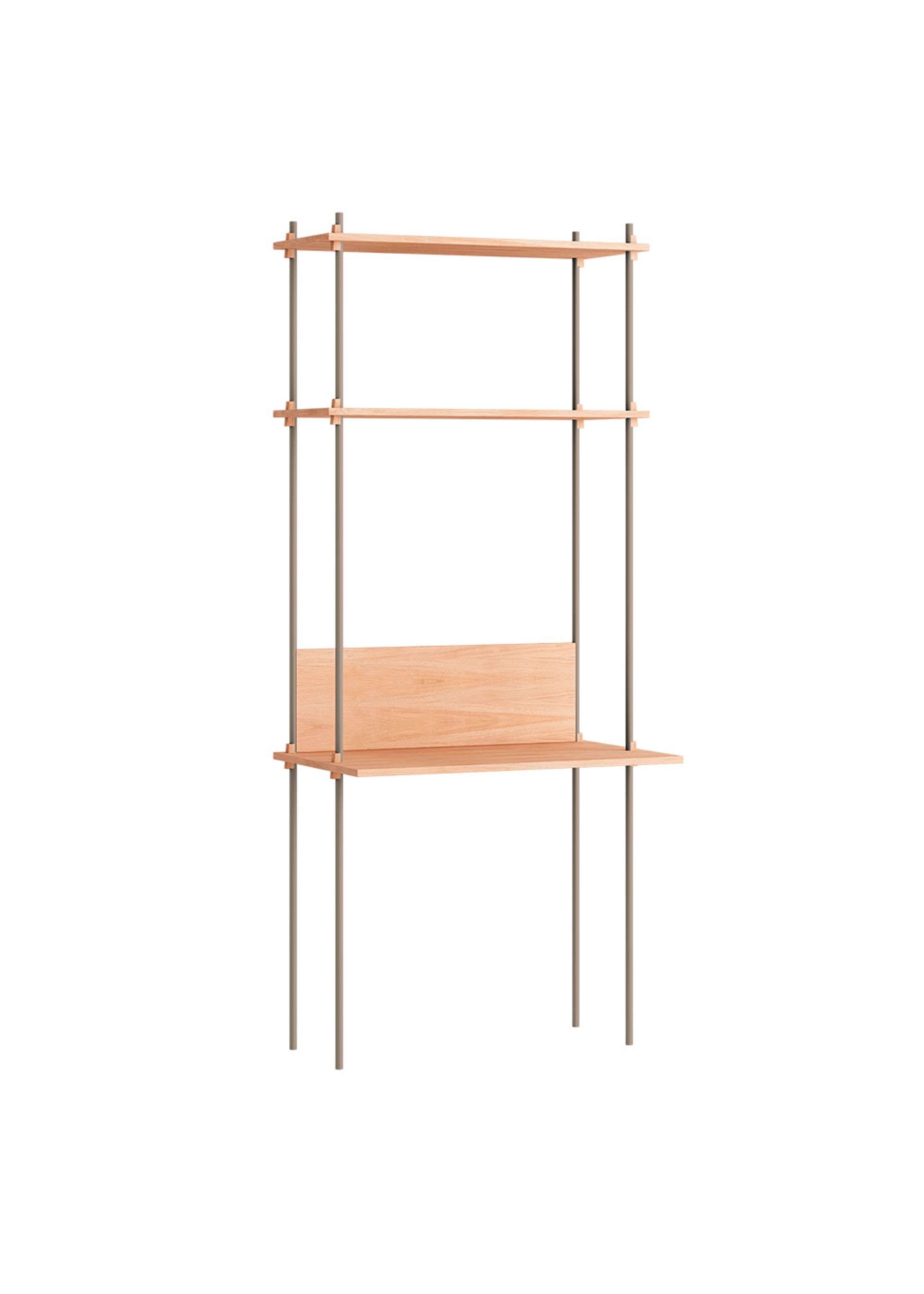 MOEBE - Reol - Shelving system - S.200.1.D - Egetræ / Varm Grå