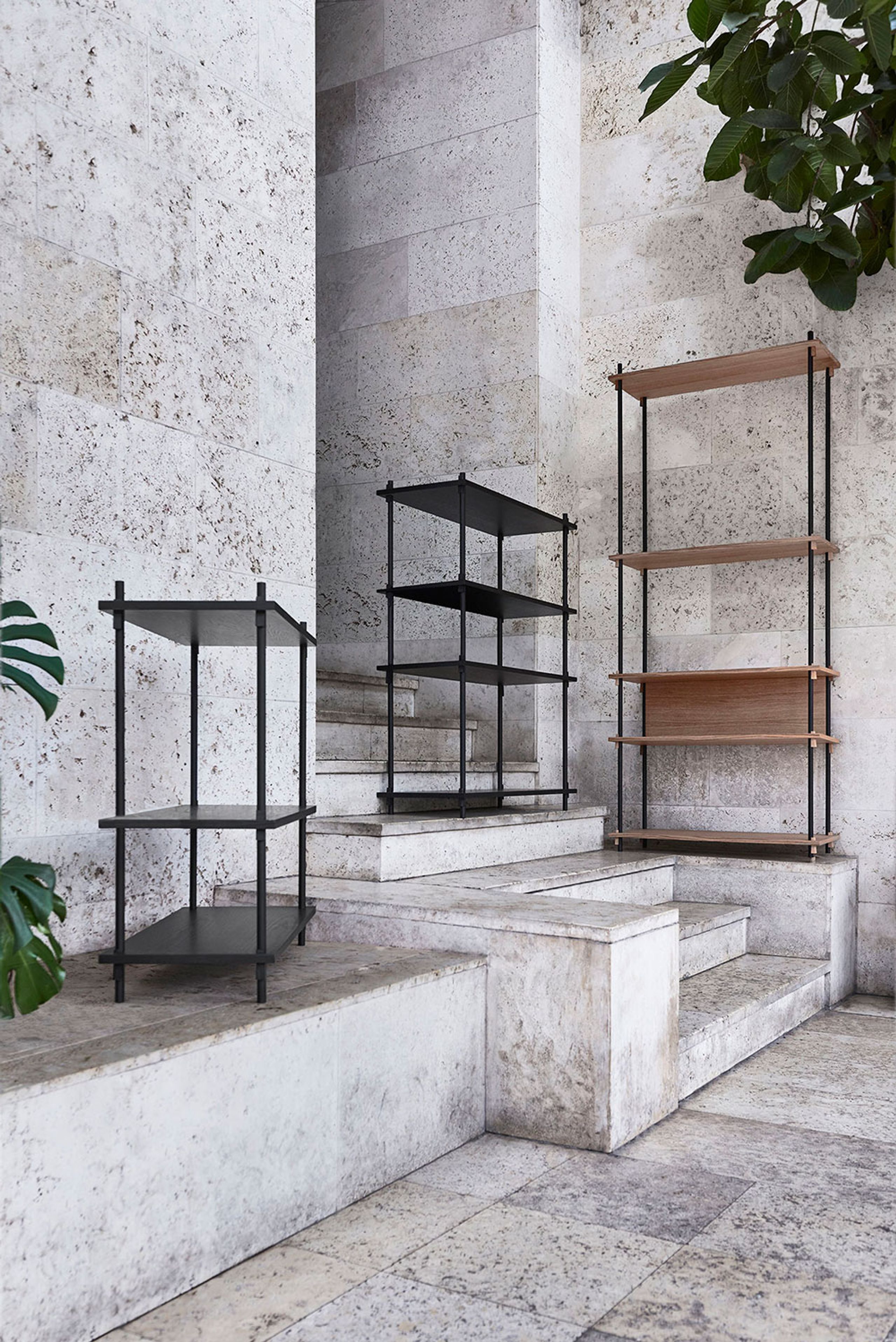 MOEBE - Display - Shelving system - S.85.1.A - Oak / Warm Grey